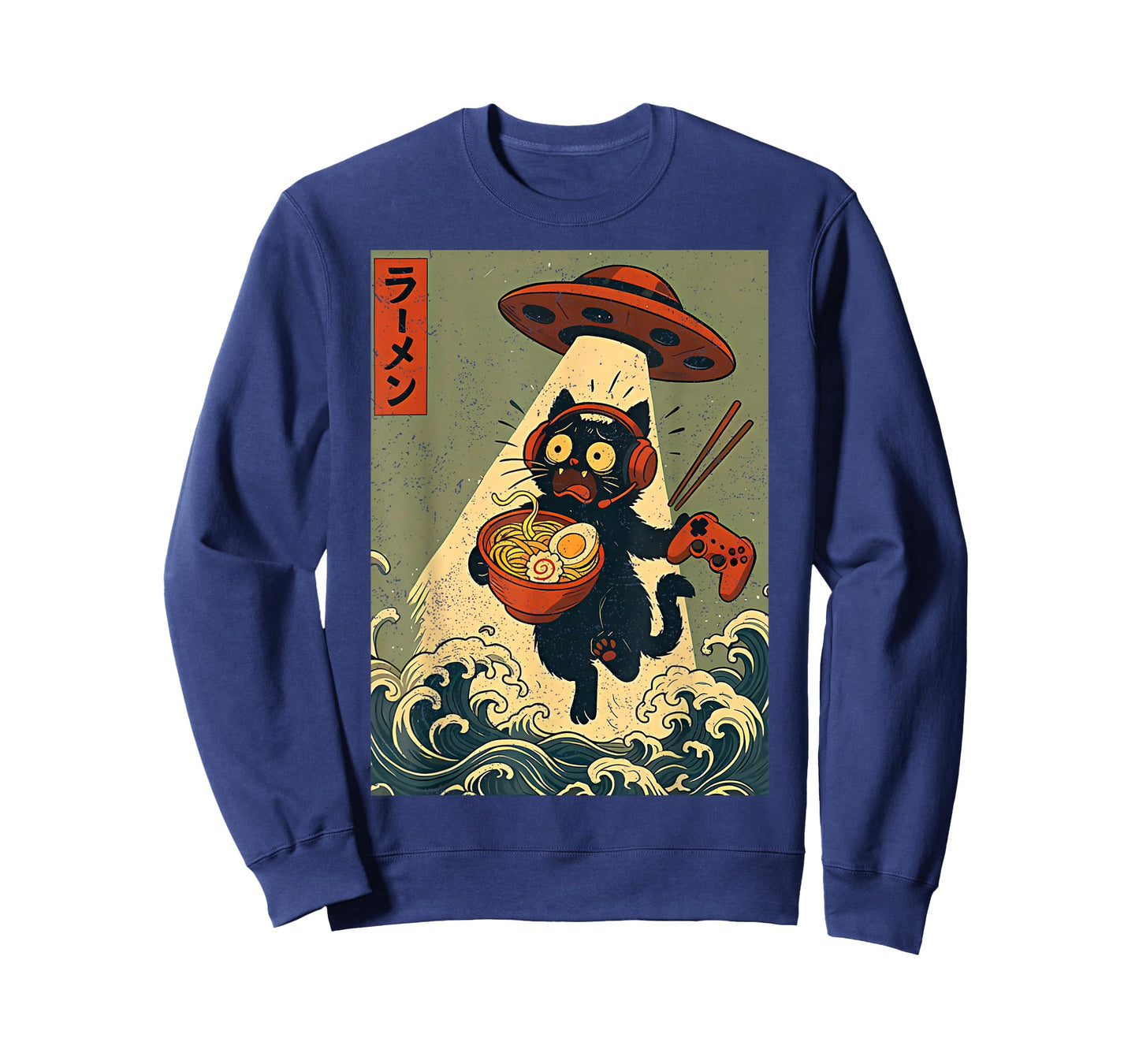 Cute Kawaii Gamer Cat Funny Ramen Retro Japanese Cat Gaming T-Shirt
