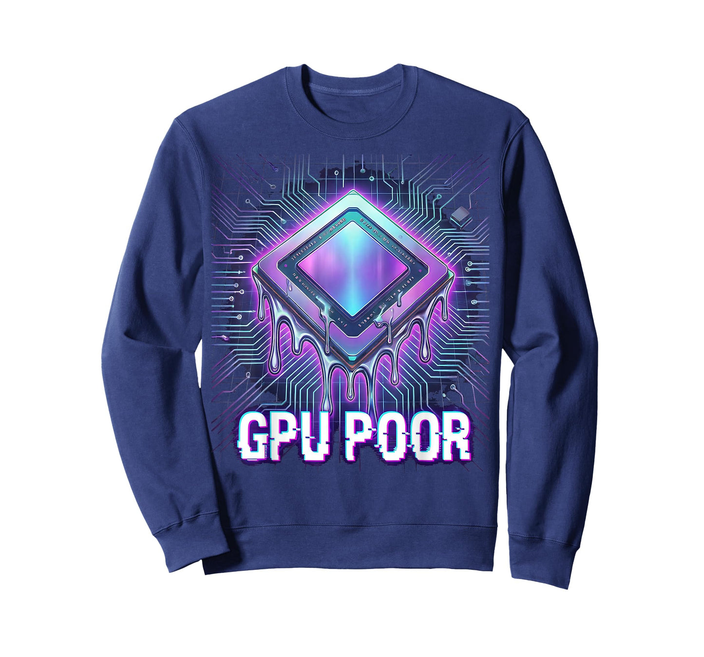 GPU Poor AI Engineer Datacenter Builder Funny Melting Chip T-Shirt