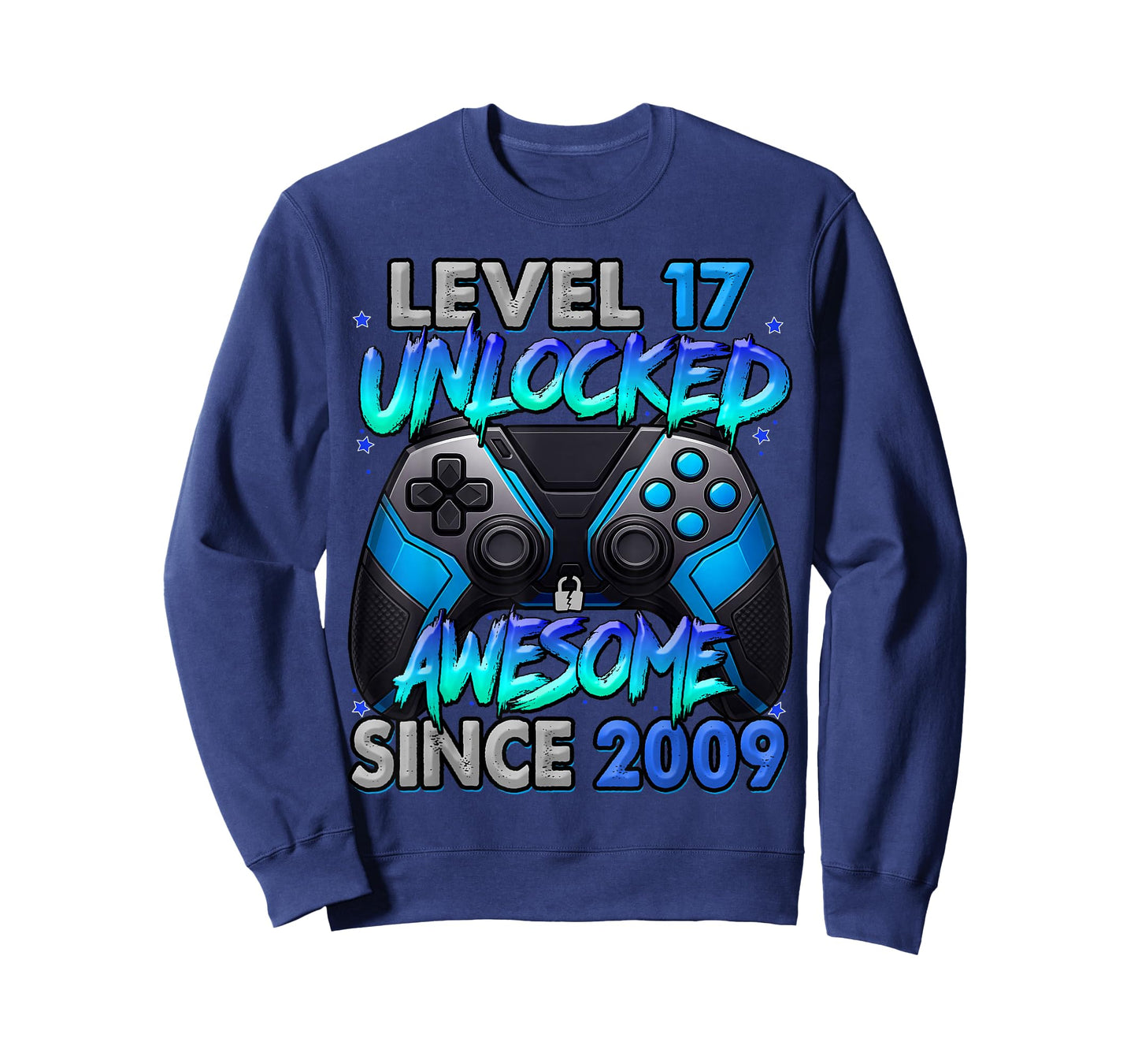 Level 17 Unlocked Awesome Since 2009 17th Birthday Gaming T-Shirt