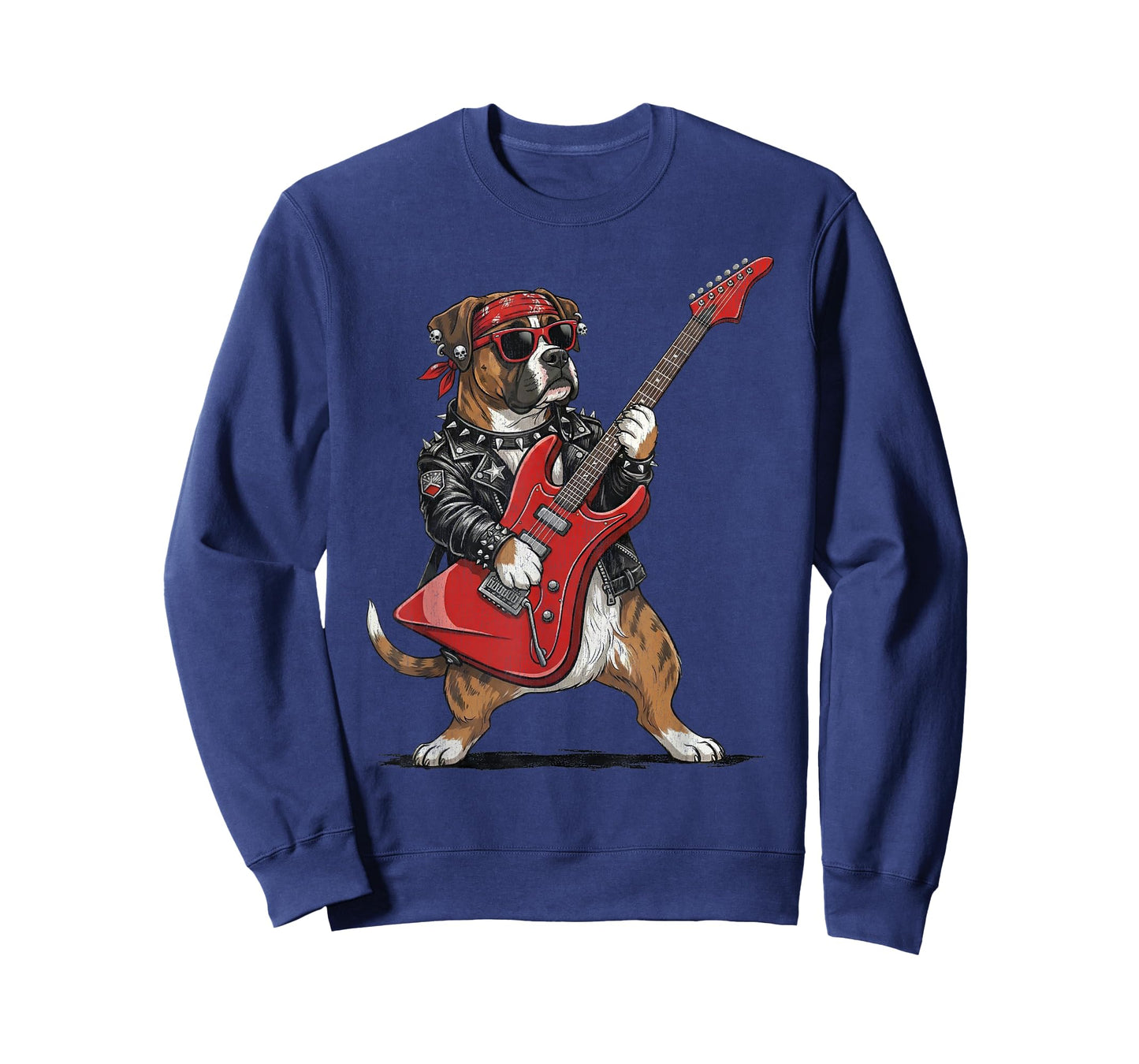 Boxer Dog Rock and Roll Playing Electric Guitar Rockstar T-Shirt