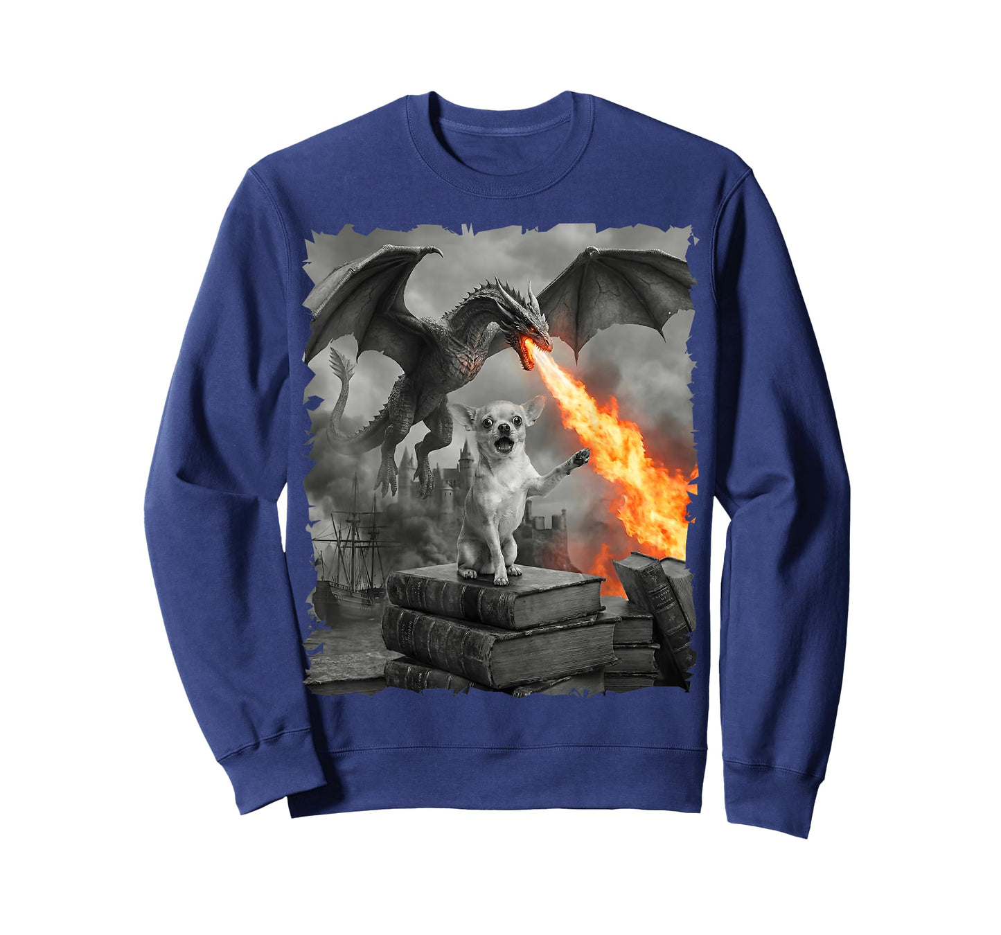 Chihuahua Dragon Fantasy Art Fire Breathing Drake Graphic T-Shirt