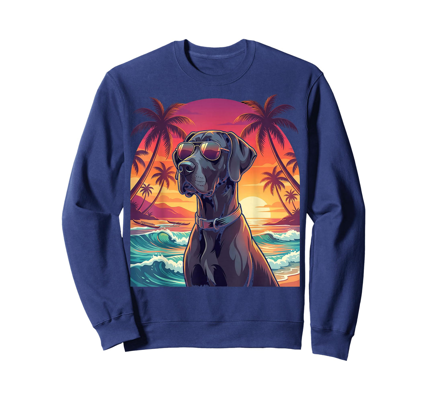 Funny Retro Great Dane Hawaiian Mom Dad Vacation Hawaii T-Shirt