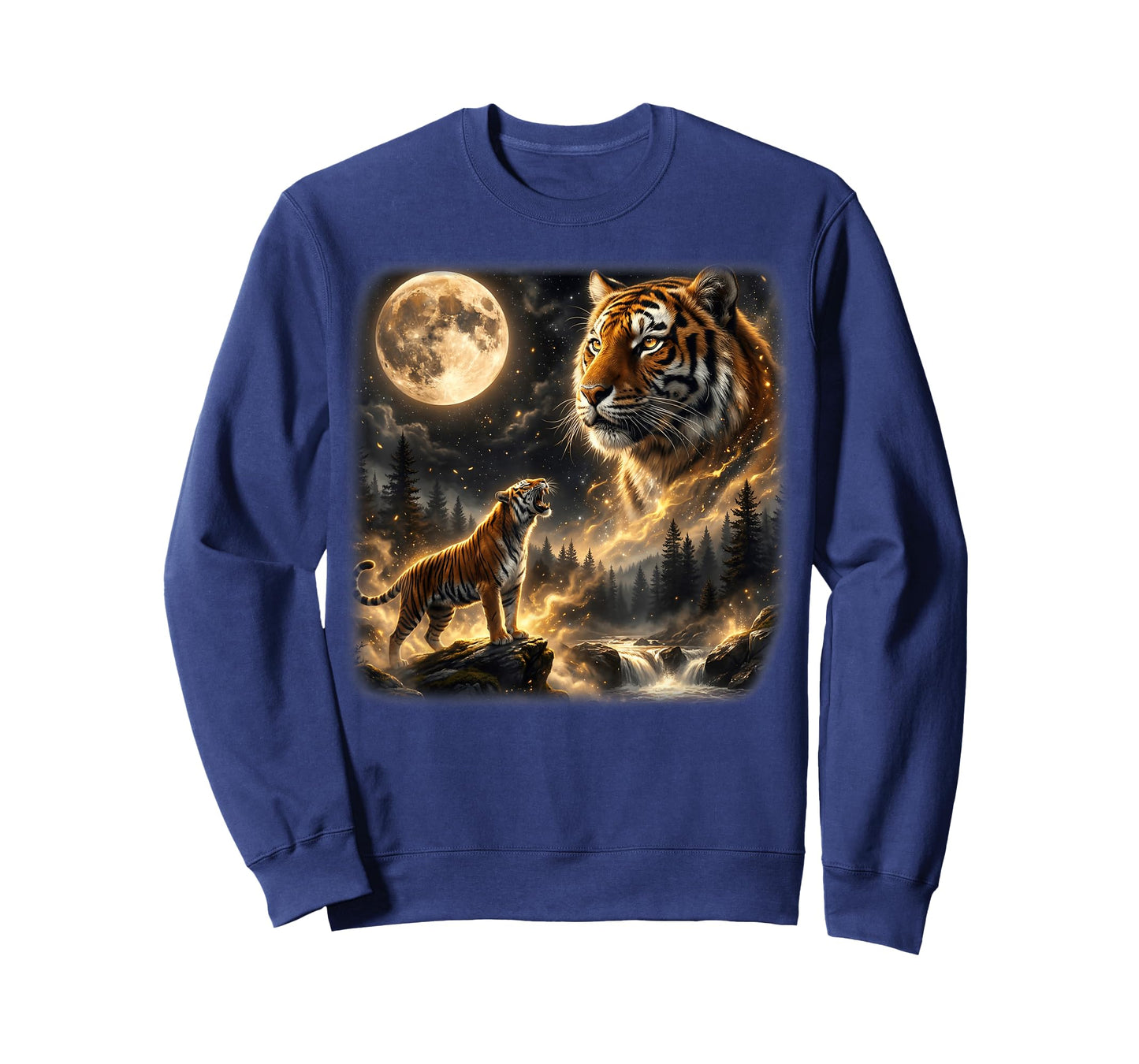 Tiger Howling to The Moon Vintage 90s Retro Cat Animal Lover T-Shirt