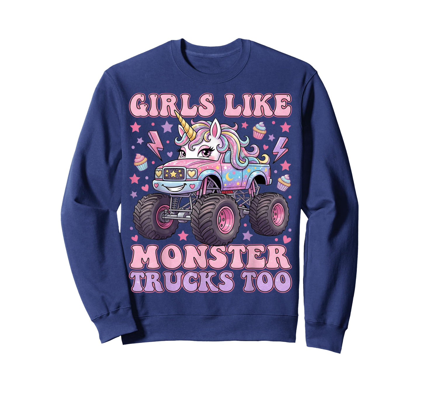 Girls Like Monster Trucks Too Cute Unicorn for Women Girls T-Shirt