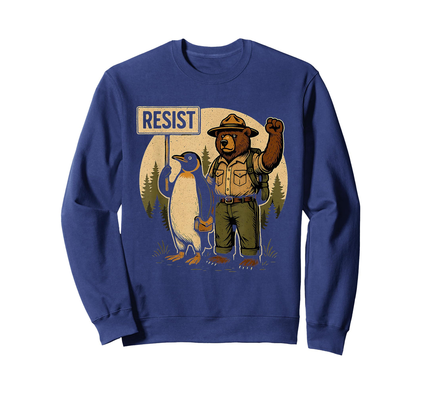 Funny Resist Forest Bear and Penguin Protest Against Tariffs T-Shirt