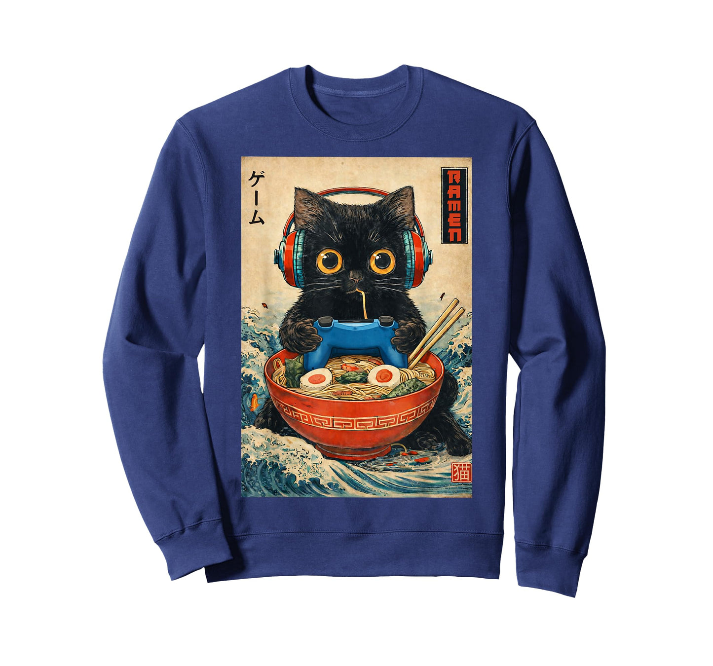 Cat Ramen Japanese Funny Graphic Tees Kawaii Cat Anime Gifts T-Shirt