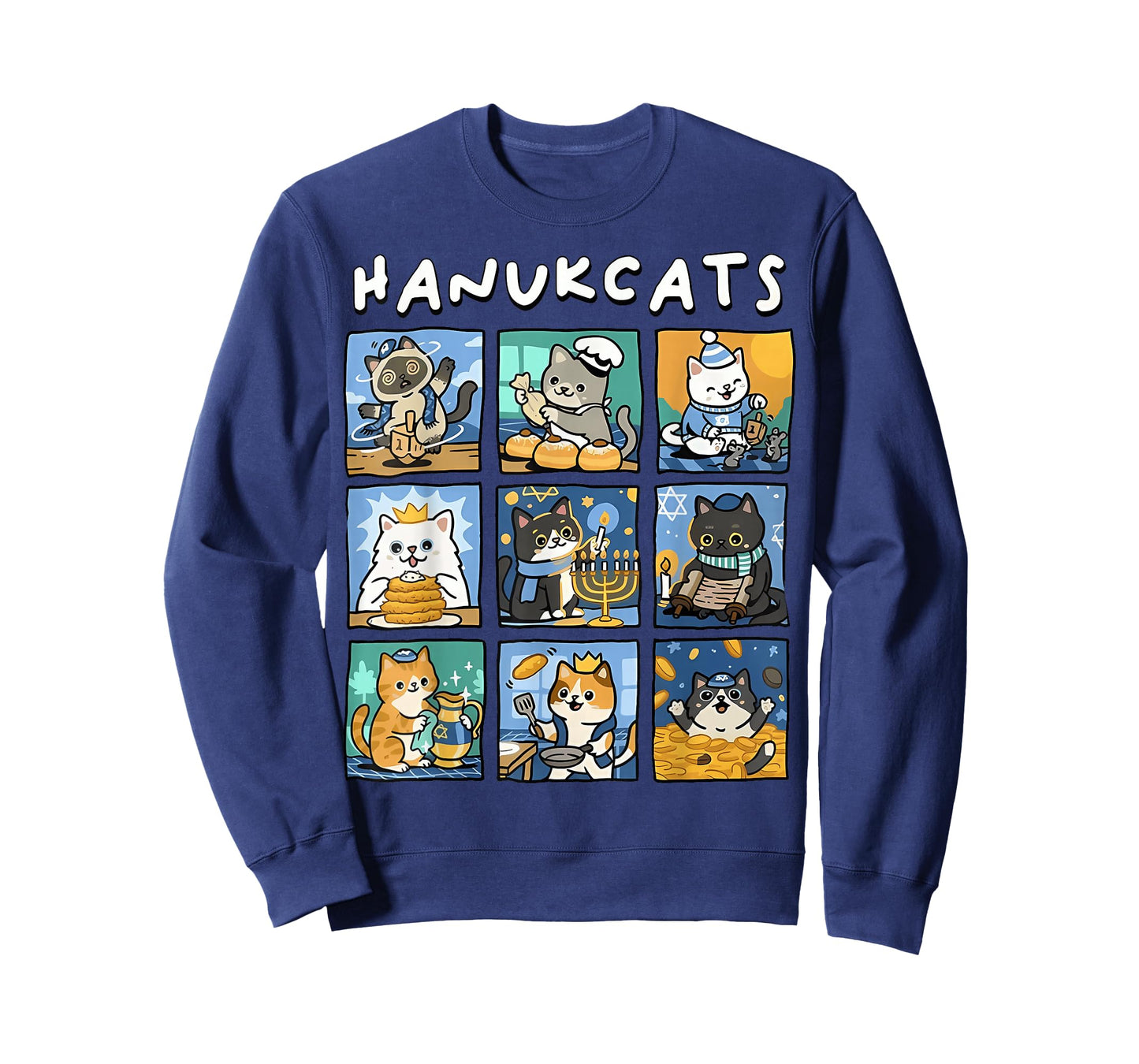 Hanukcats Hanukkah Cat Menorah Jewish Chanukah Gift T-Shirt