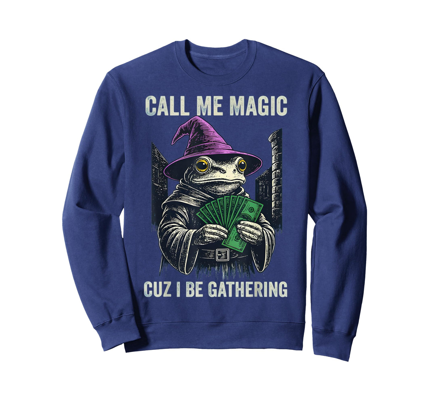 Vintage Frog Call Me Magic Cuz I Be Gathering Funny Wizard T-Shirt