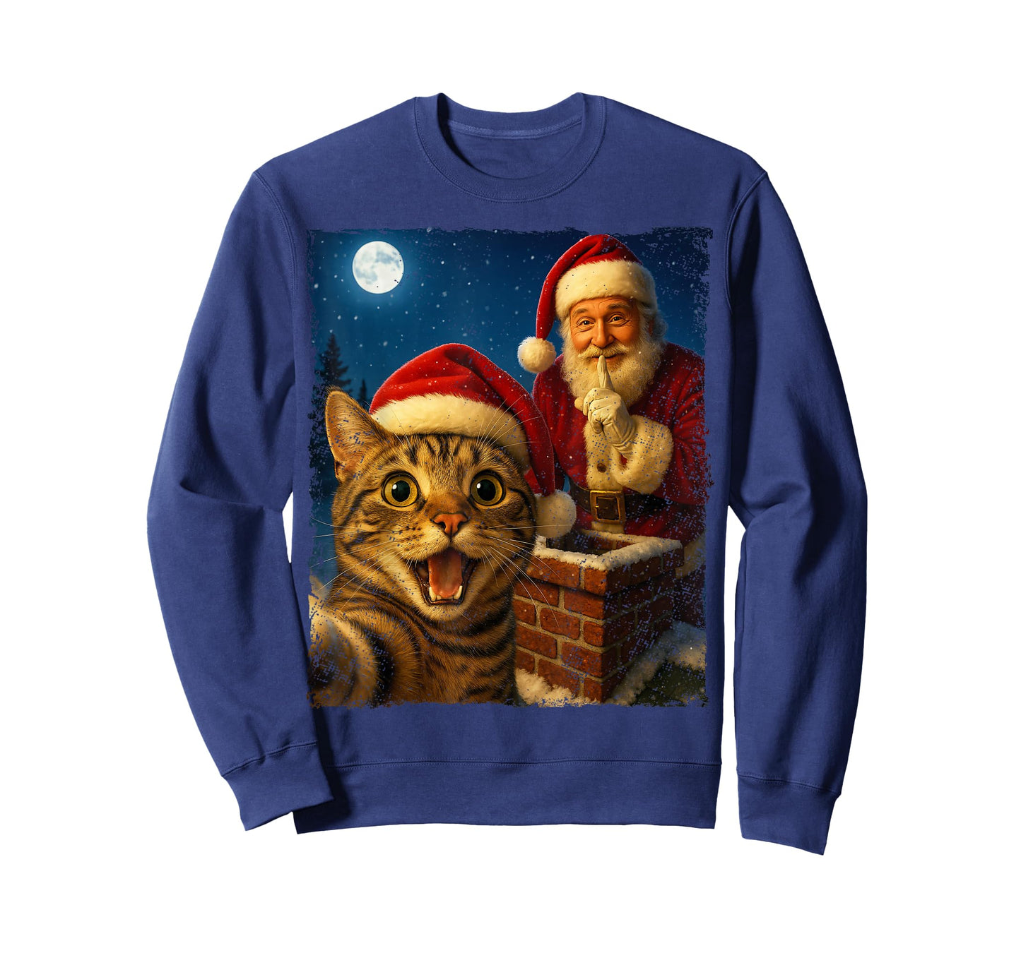Funny Cat Selfie Santa Christmas Vintage Holiday Humor Retro T-Shirt