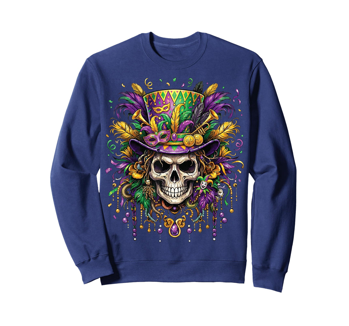Skull Mardi Gras Men Women Kids Carnival New Orleans Parade T-Shirt