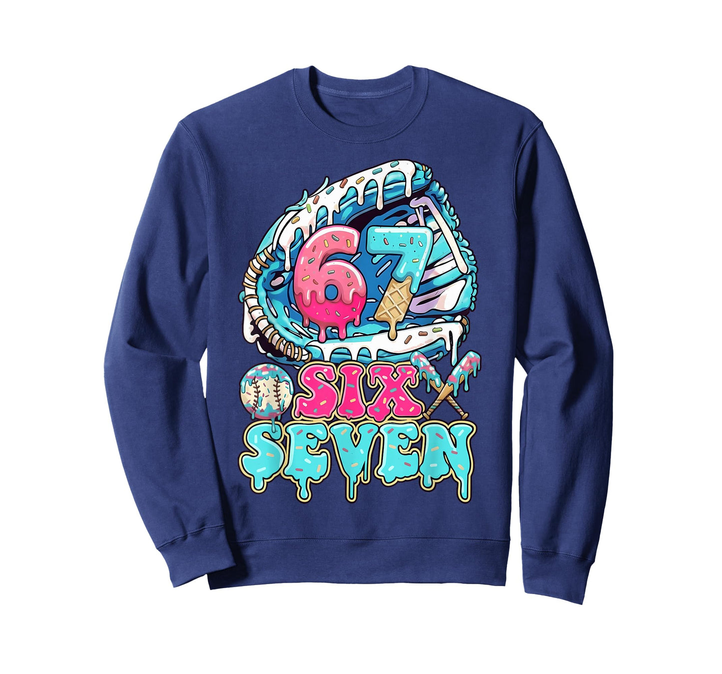 Six Seven 67 Ice Cream Drip Baseball Gift for Boy Kids Youth T-Shirt