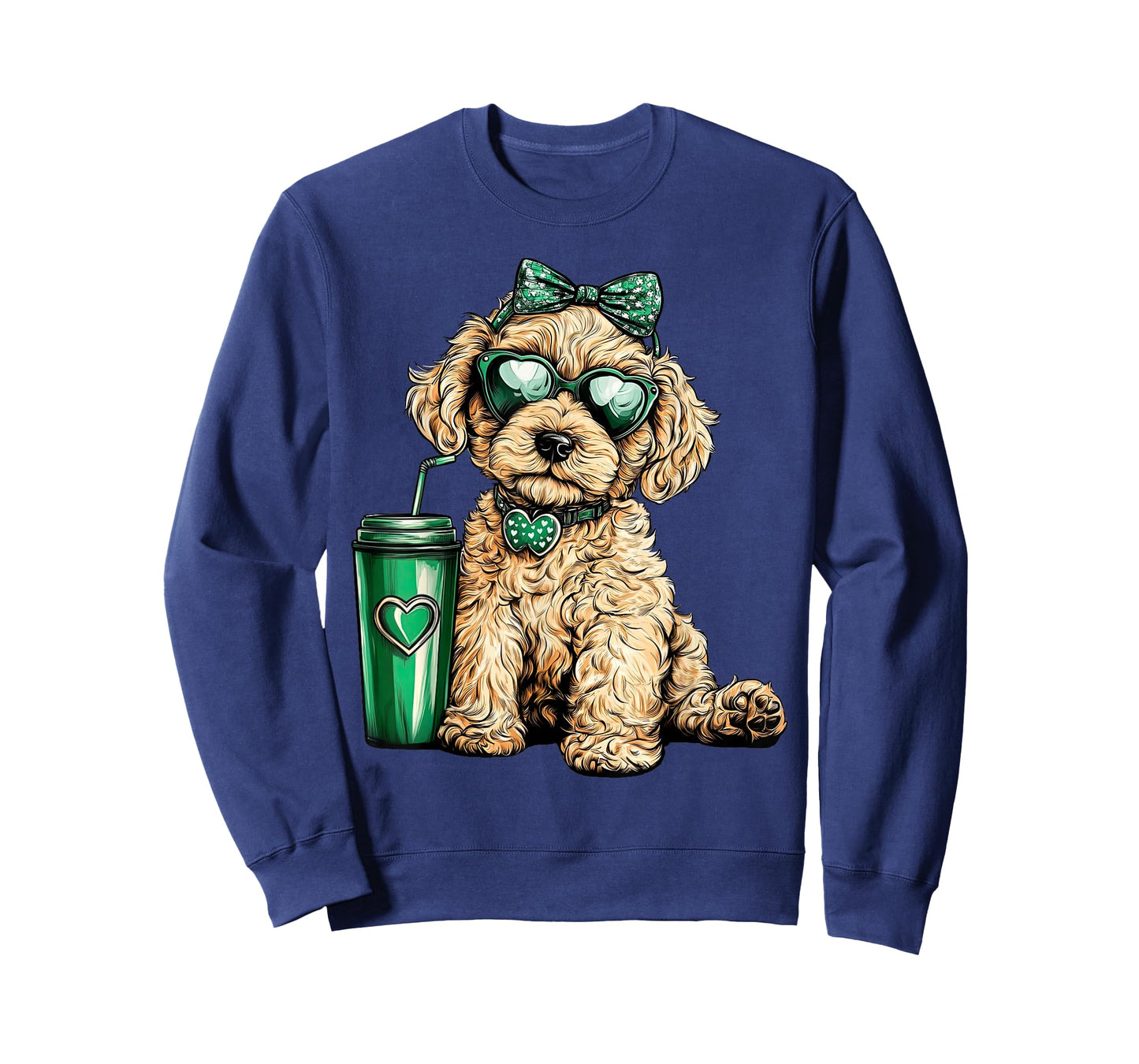St Patricks Day Golden Doodle Sunglasses Coffee Irish Dog T-Shirt