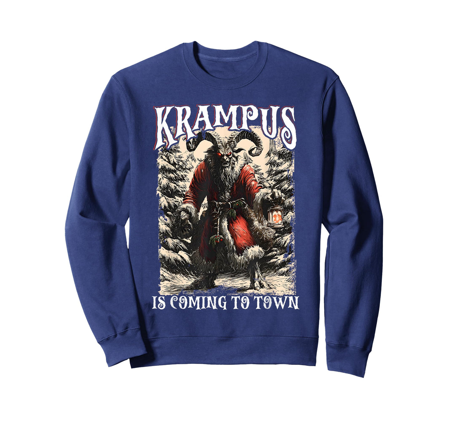 Retro Creepmas Krampus is Coming to Town Dark Humor Xmas T-Shirt