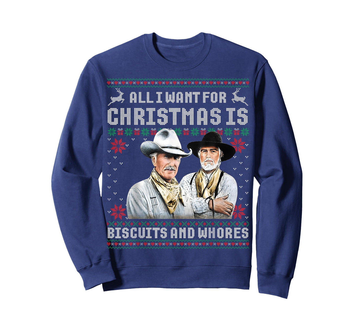 Western Cowboys Biscuits and Whores Christmas Quote Retro T-Shirt