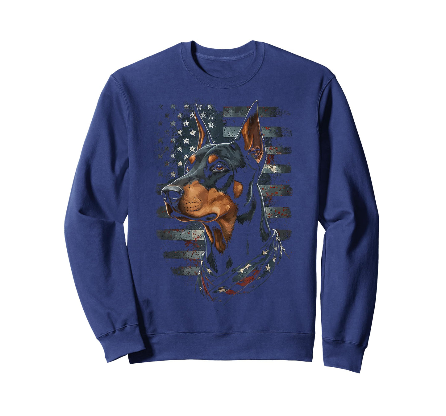 Doberman Pinscher Dog American Flag Patriotic Vintage USA T-Shirt