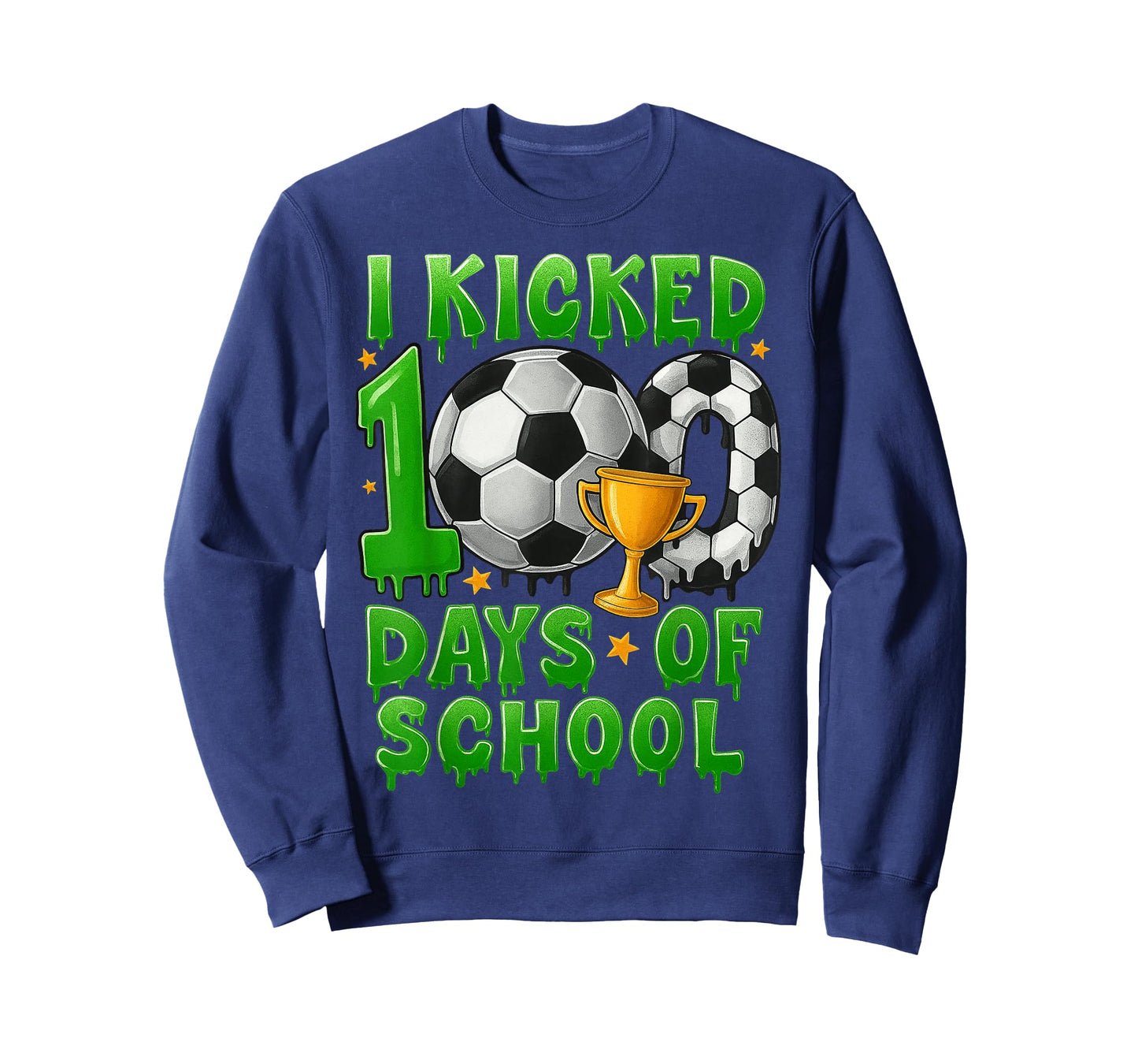 I Kicked 100 Days of School Soccer Drip Boys Kids T-Shirt