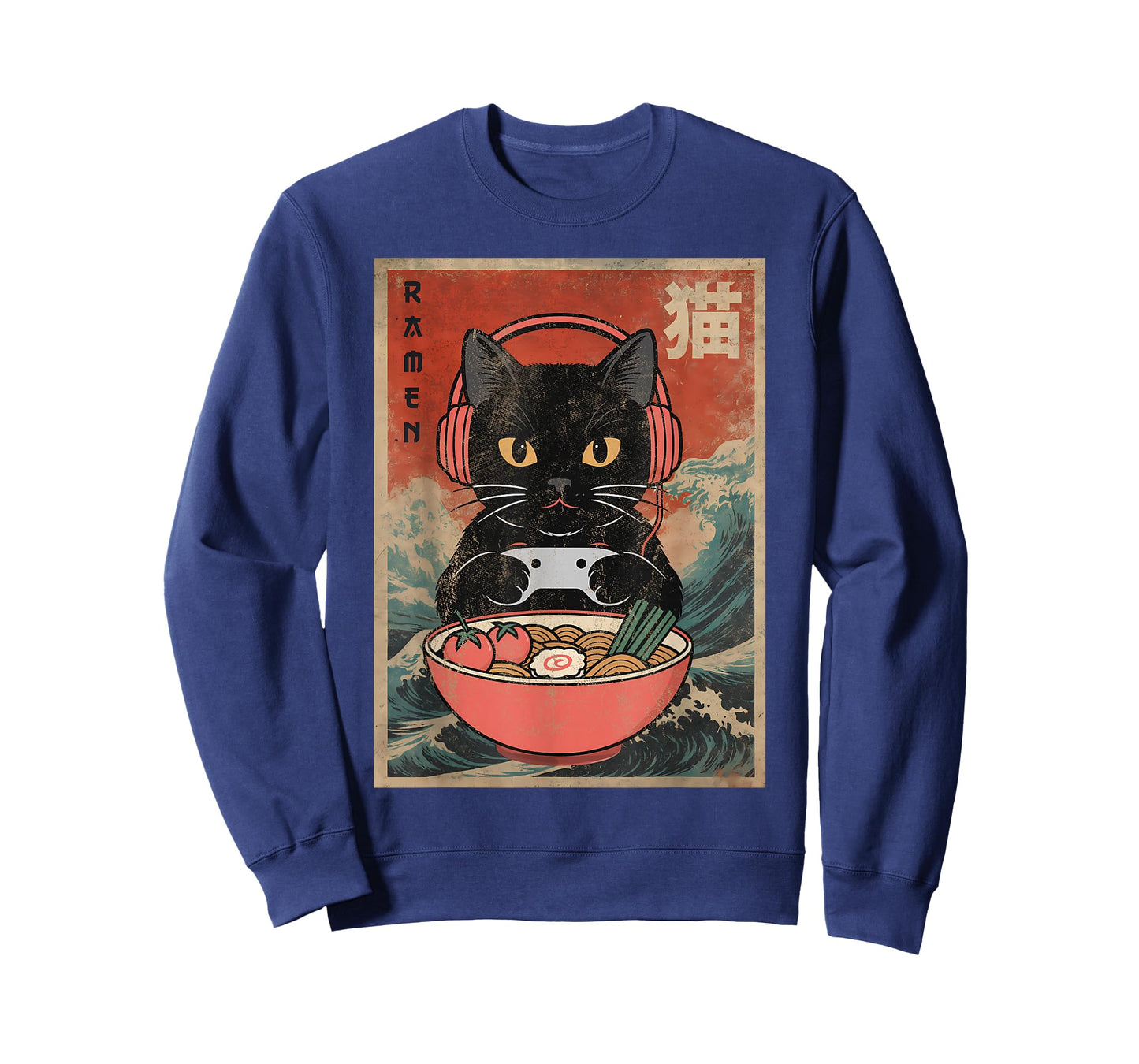 Cat Ramen Japanese Funny Graphic Kawaii Anime T-Shirt