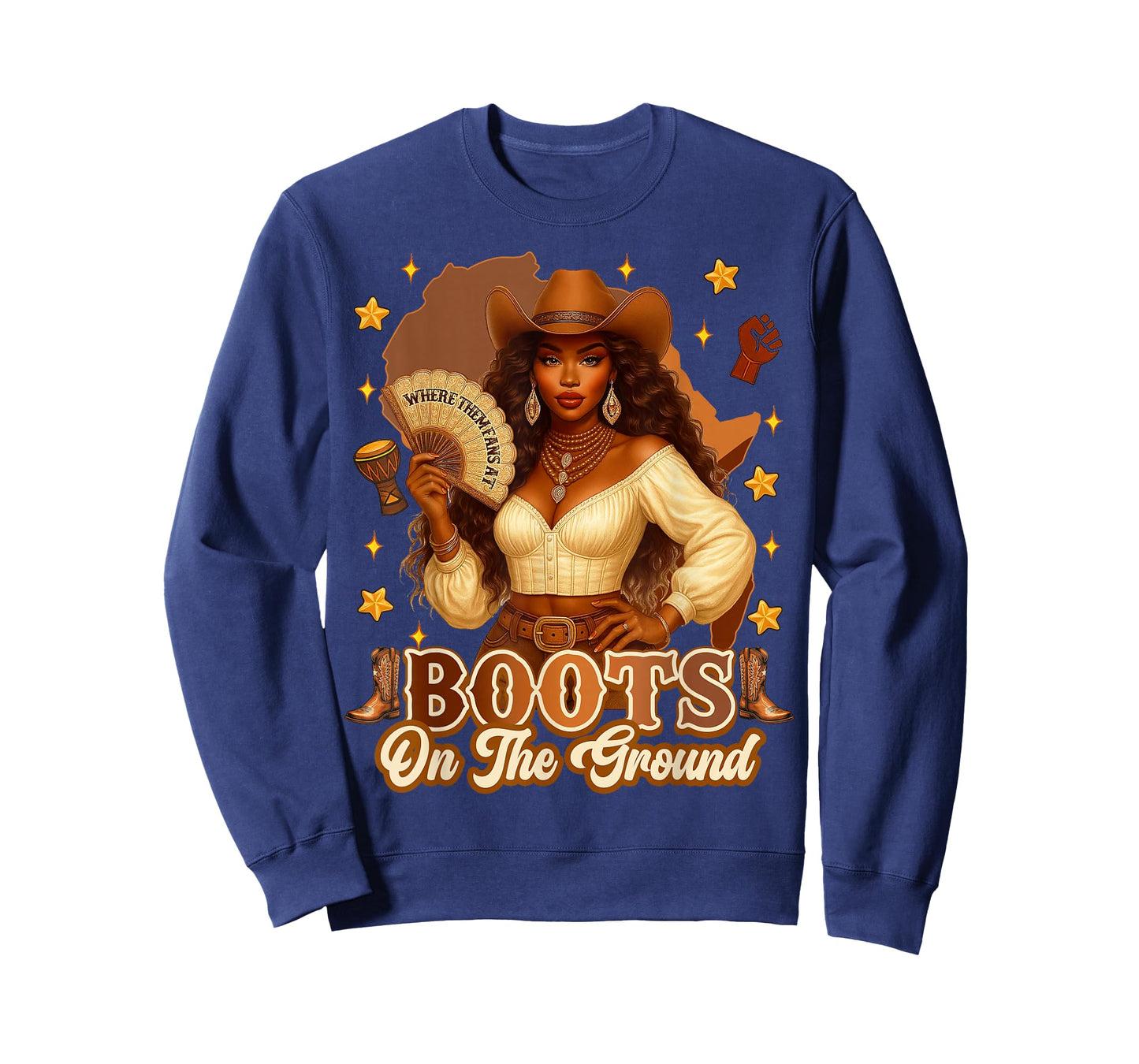 Boots On The Ground Black History Cowgirl Where Them Fans At T-Shirt