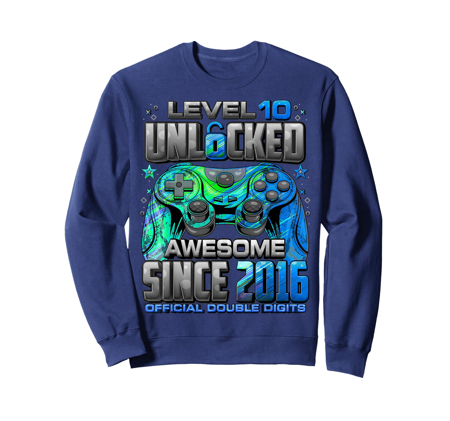 Level 10 Unlocked Awesome Since 2016 10th Birthday Gaming T-Shirt