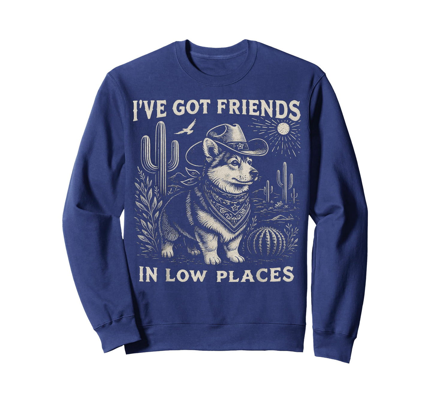 I've Got Friends in Low Places Funny Corgi Dad Cowboy Doxie T-Shirt