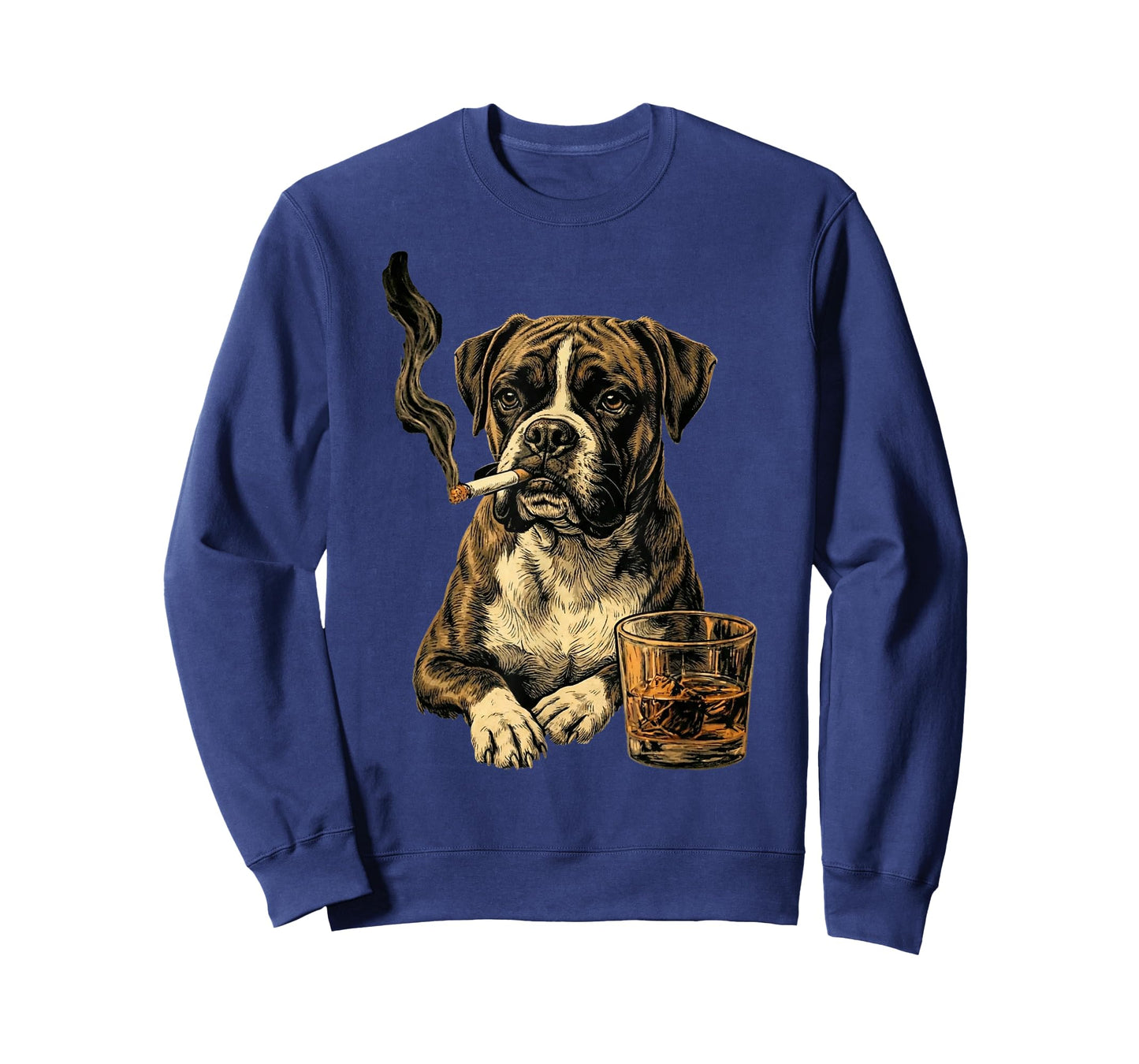 Funny Boxer Dog Smoking Cigarette Whisky Lover Funny Dog T-Shirt