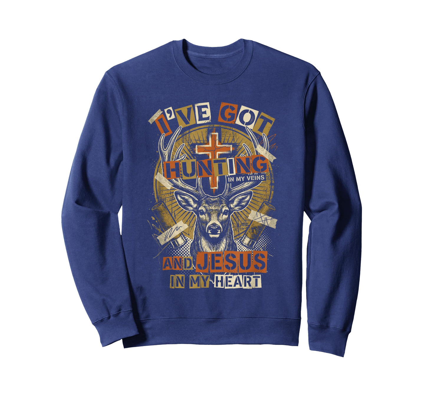 Hunting in My Veins Jesus in Heart Christian Deer Hunter T-Shirt