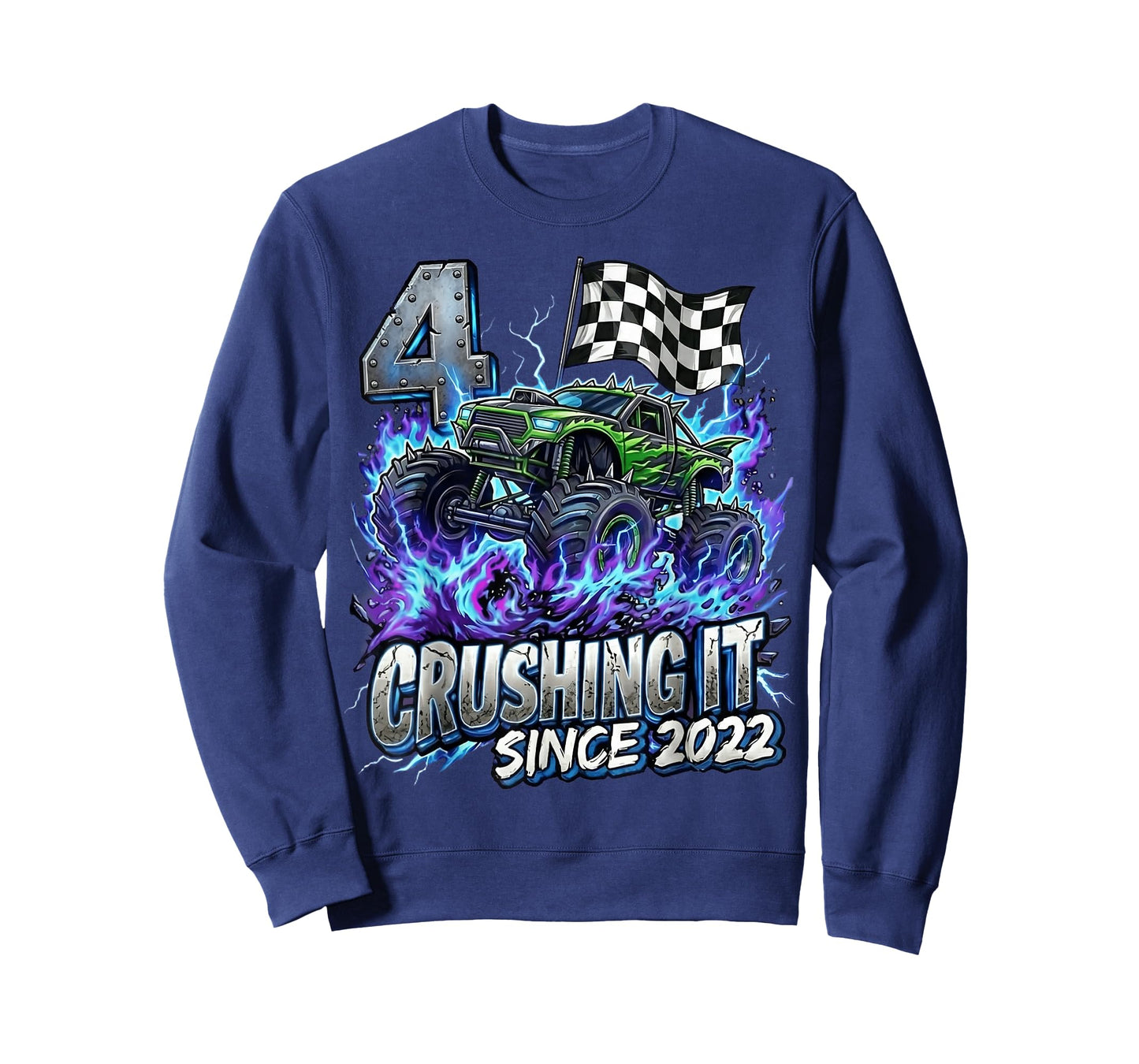 4th Birthday Monster Truck 4 Years Old Boys Kids Born 2022 T-Shirt