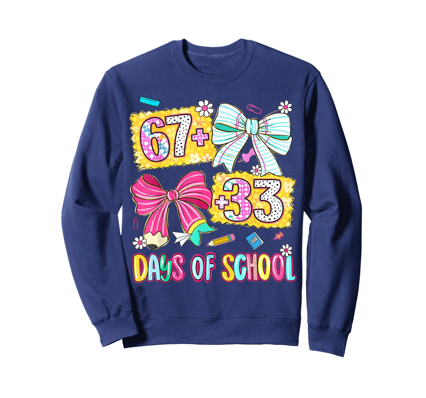 67+33 Days of School Coquette Bow 100 Days Teachers T-Shirt