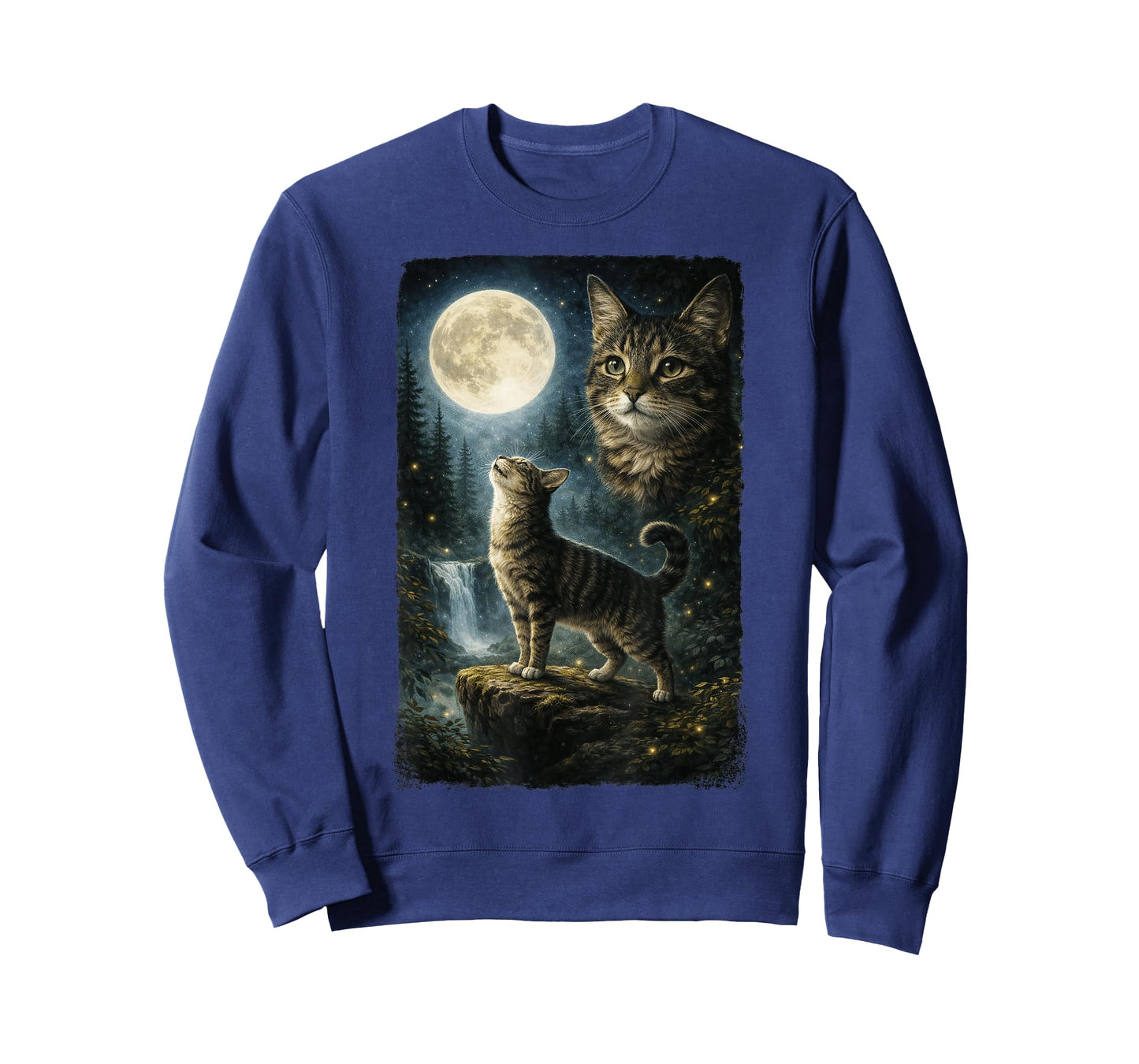 Funny Cat Art Design Cat Howling at The Moon T-Shirt