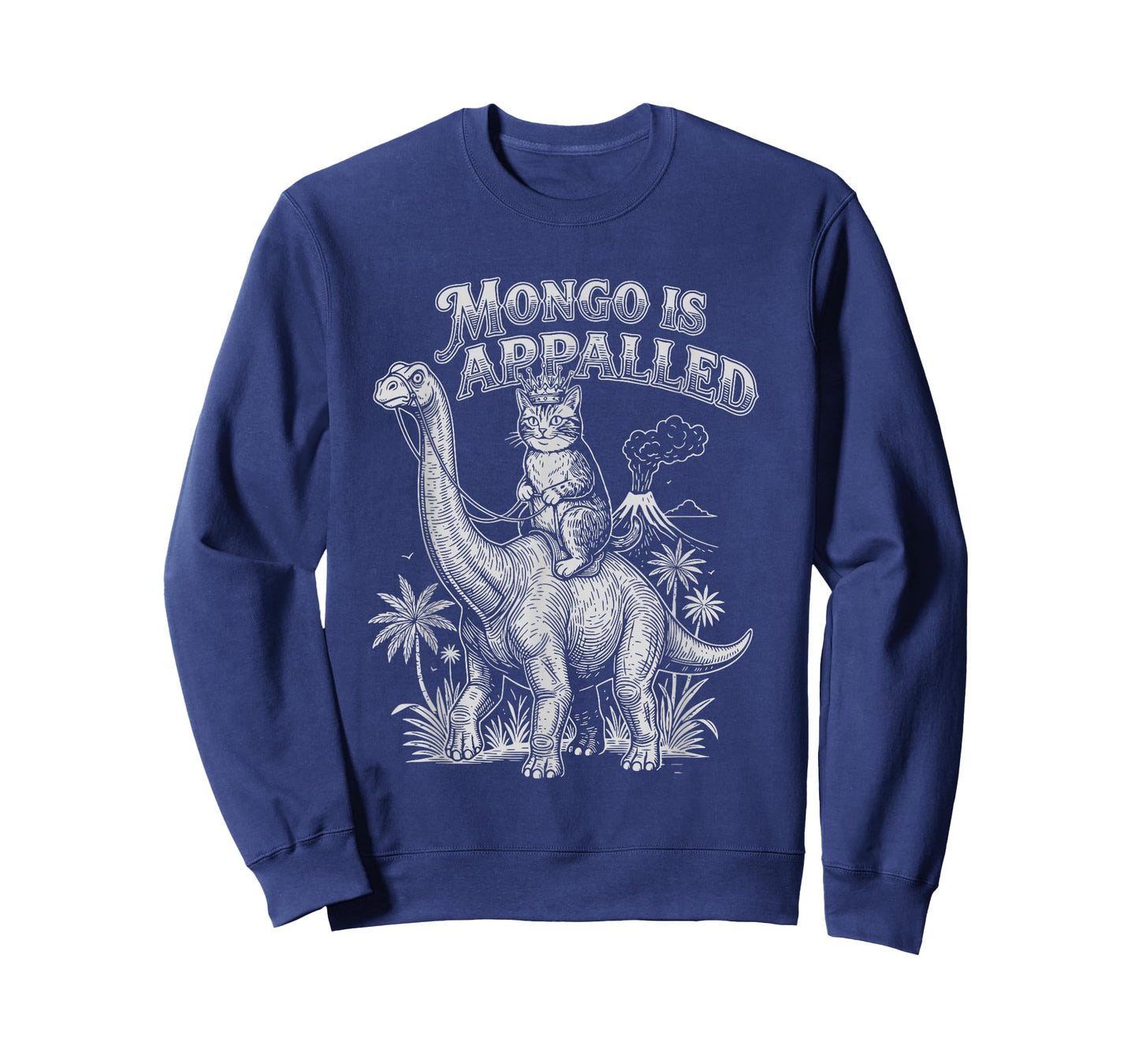 Mongo is Appalled Funny Cat Riding Dinosaur Retro Humor T-Shirt