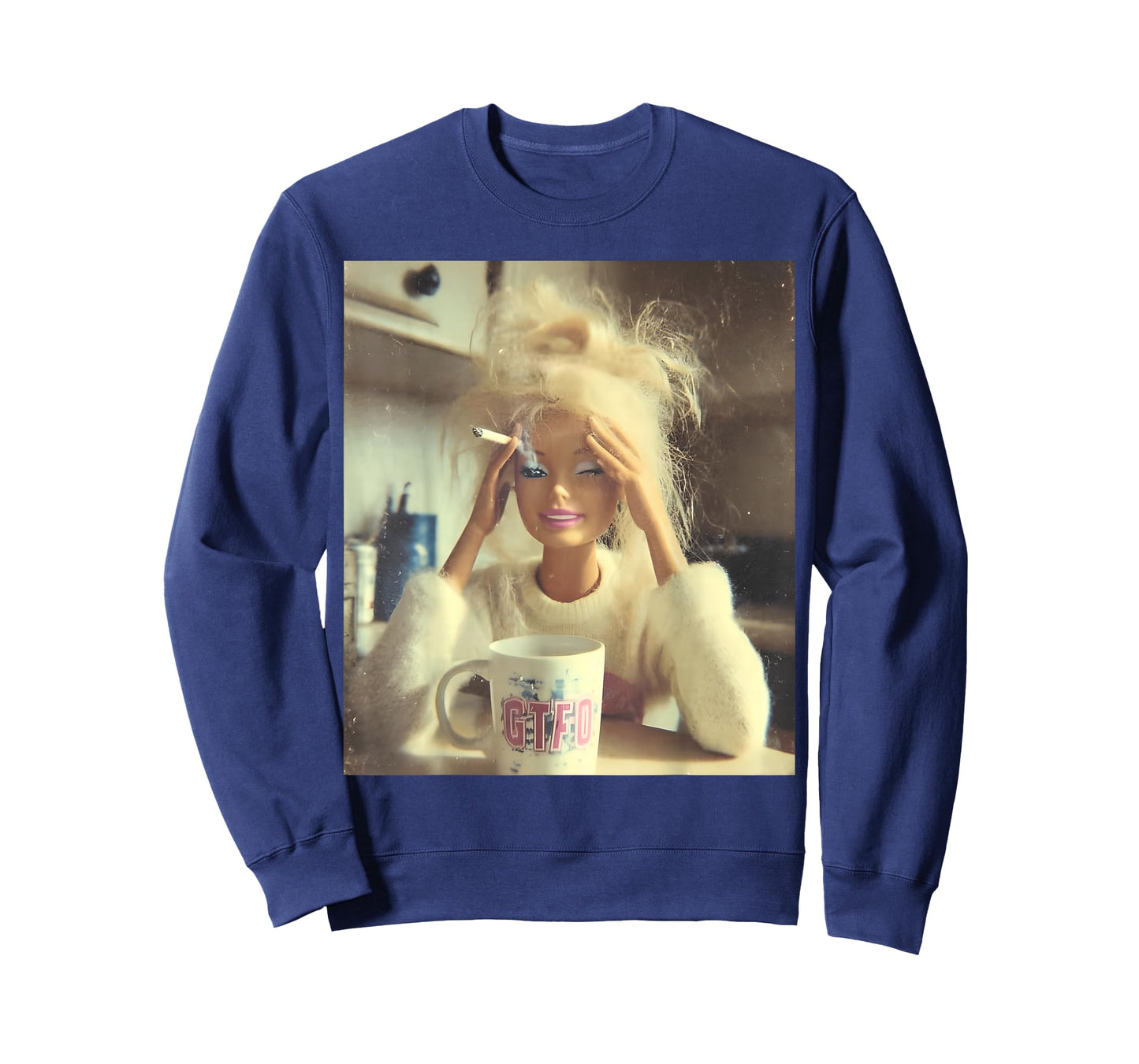 Funny Doll Face Sarcastic Doll Smoking Y2K T-Shirt