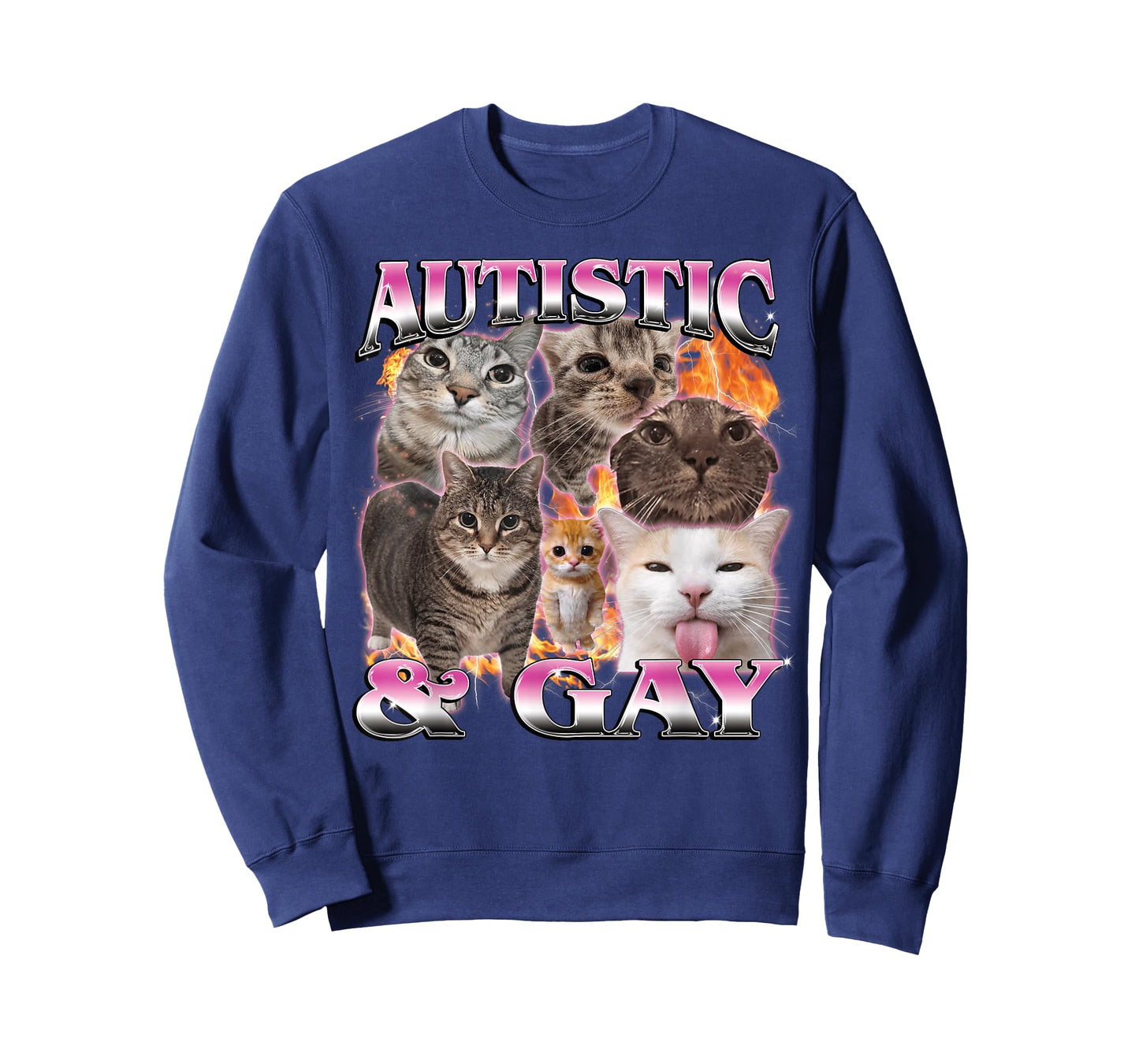 Autistic and Gay Funny Cat Meme Bootleg for Men Women T-Shirt
