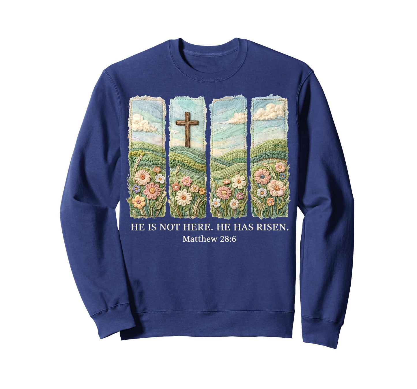 He is Risen Christian Wildflower Happy Easter Women Girls T-Shirt