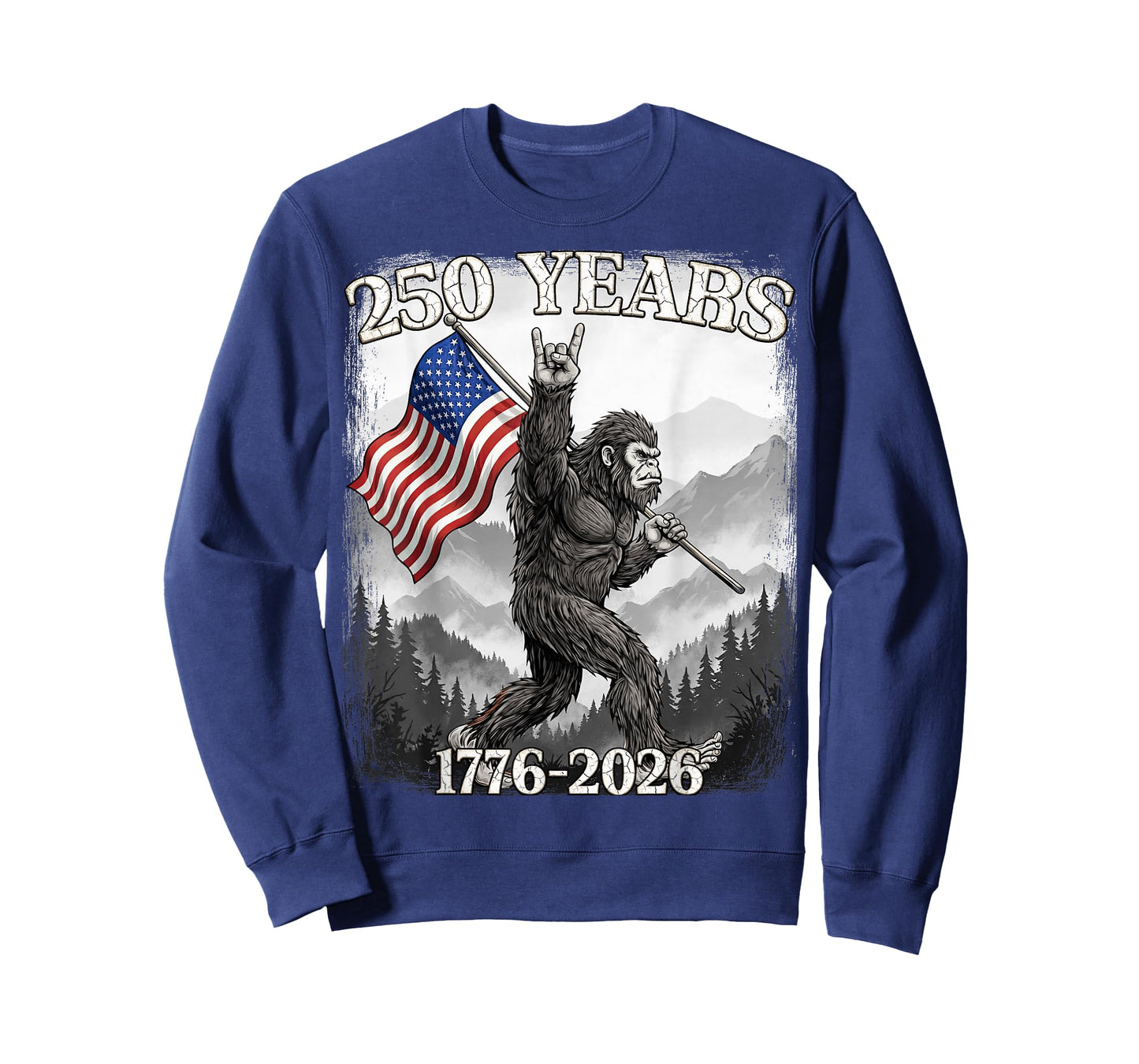 250 Years 1776–2026 Bigfoot & Flag American Patriotic T-Shirt