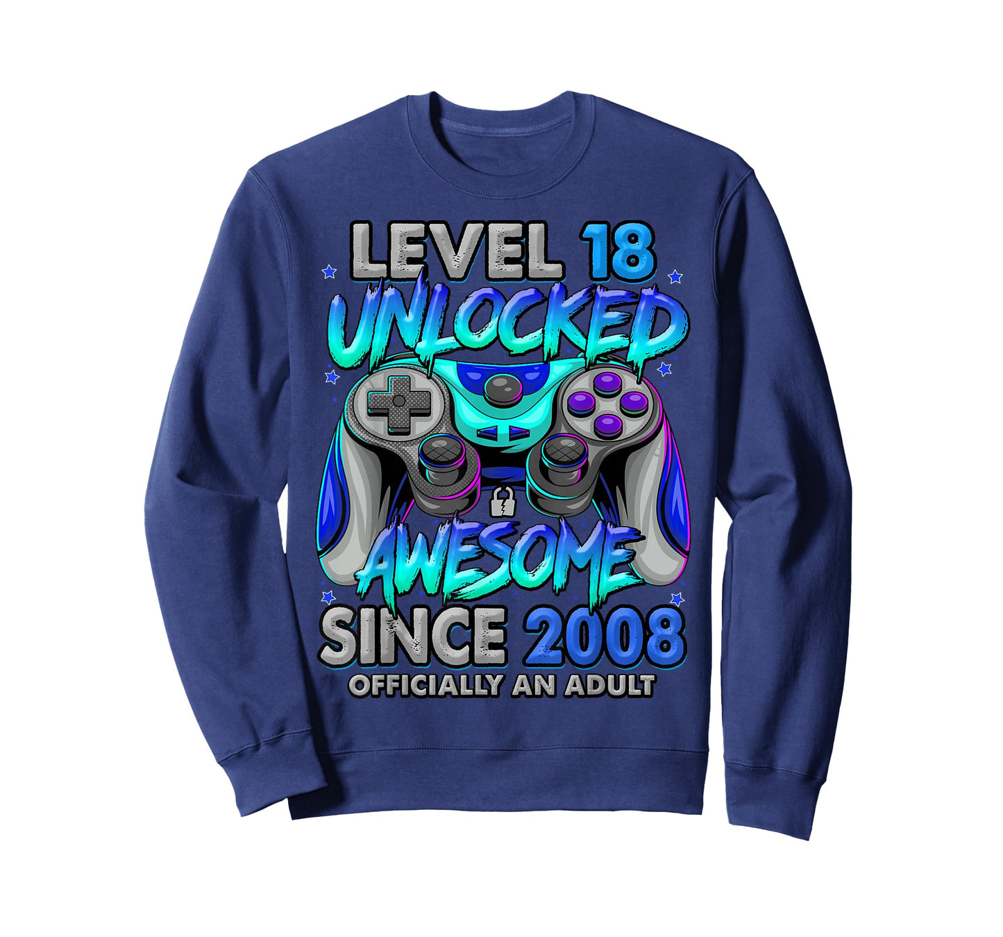 Level 18 Unlocked Awesome Since 2008 18th Birthday Gaming T-Shirt