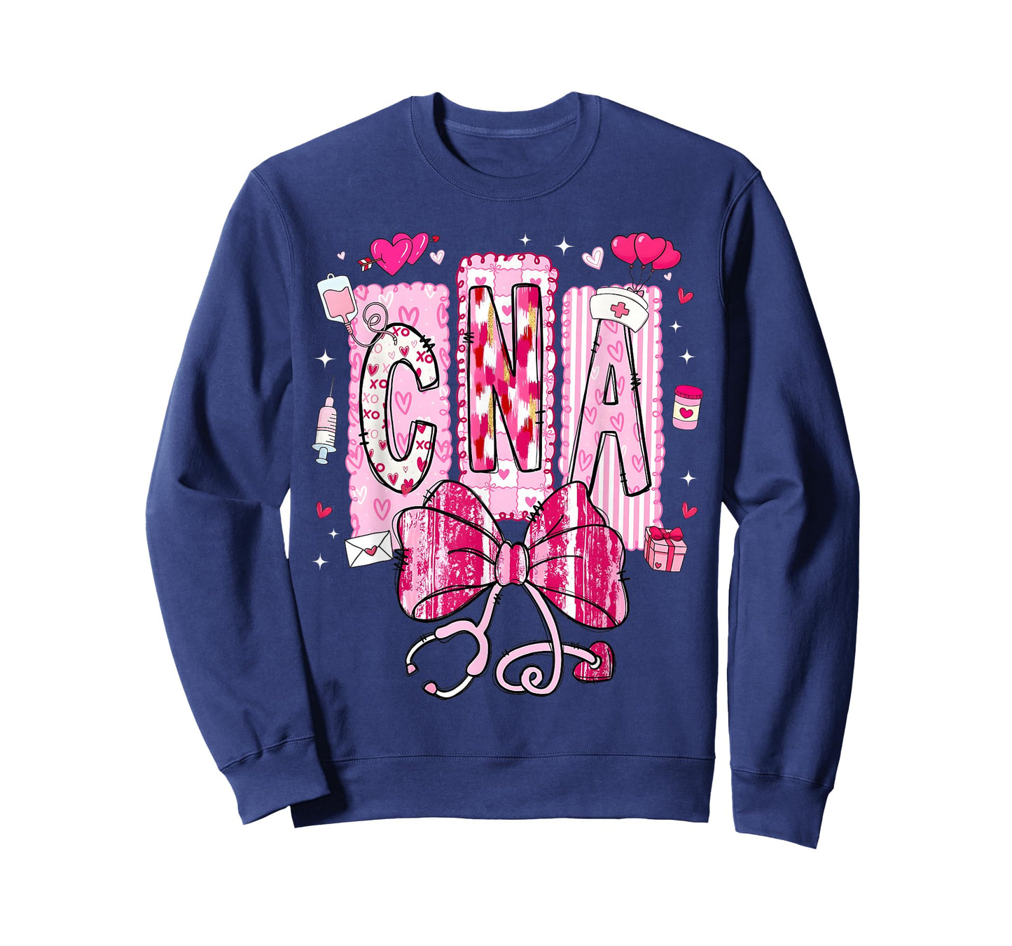 Valentine CNA Nurse Coquette Bow Stethoscope Girl Women T-Shirt