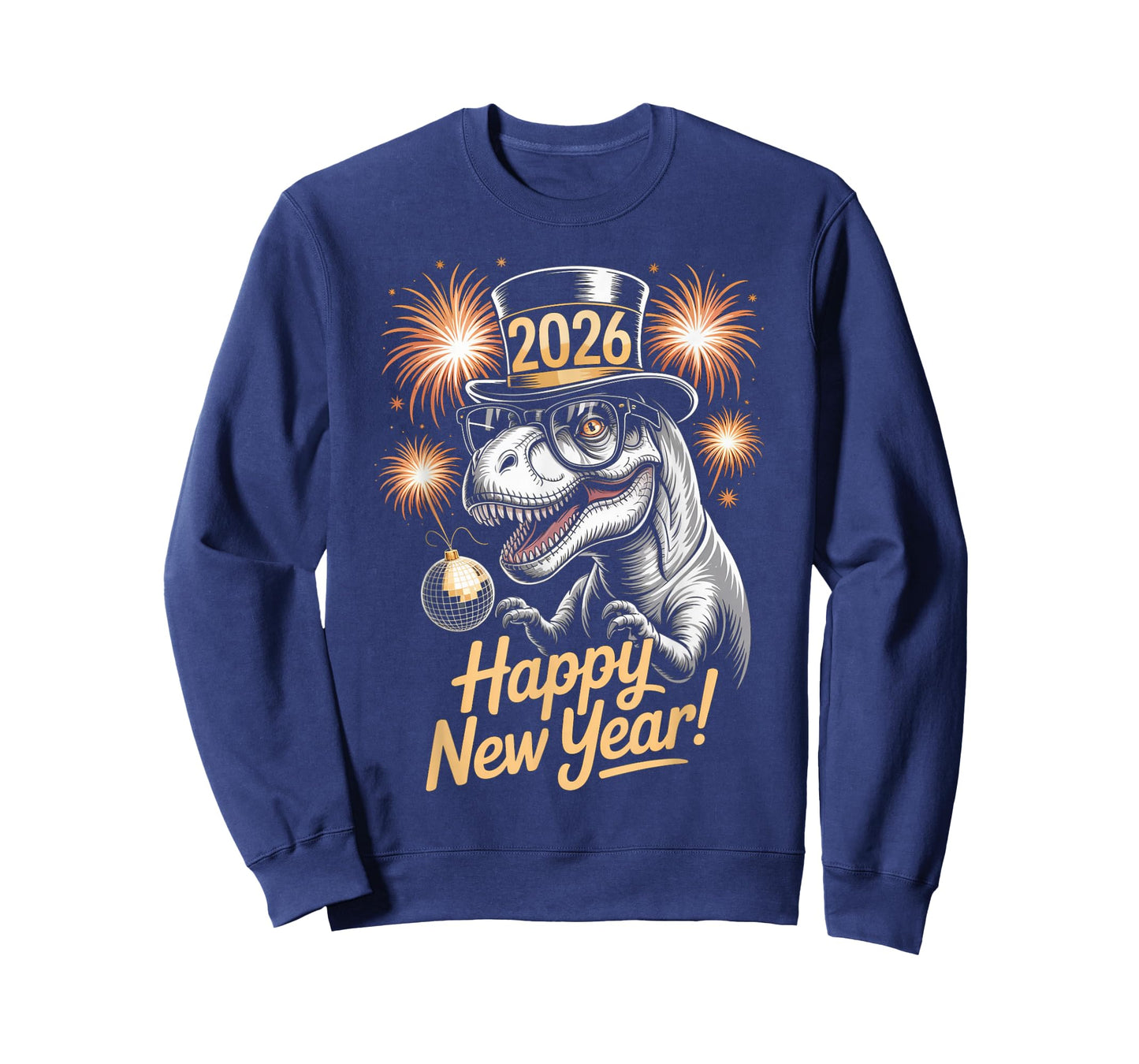 Happy New Year 2026 Dinosaur Funny T-Rex Tee for Kids Teens T-Shirt