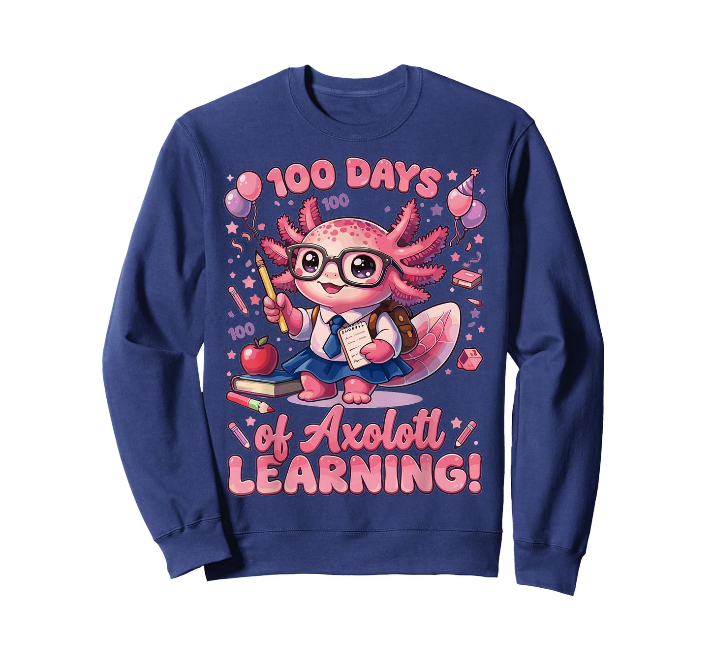 100 Days of Axolotl Learning Cute School T-Shirt