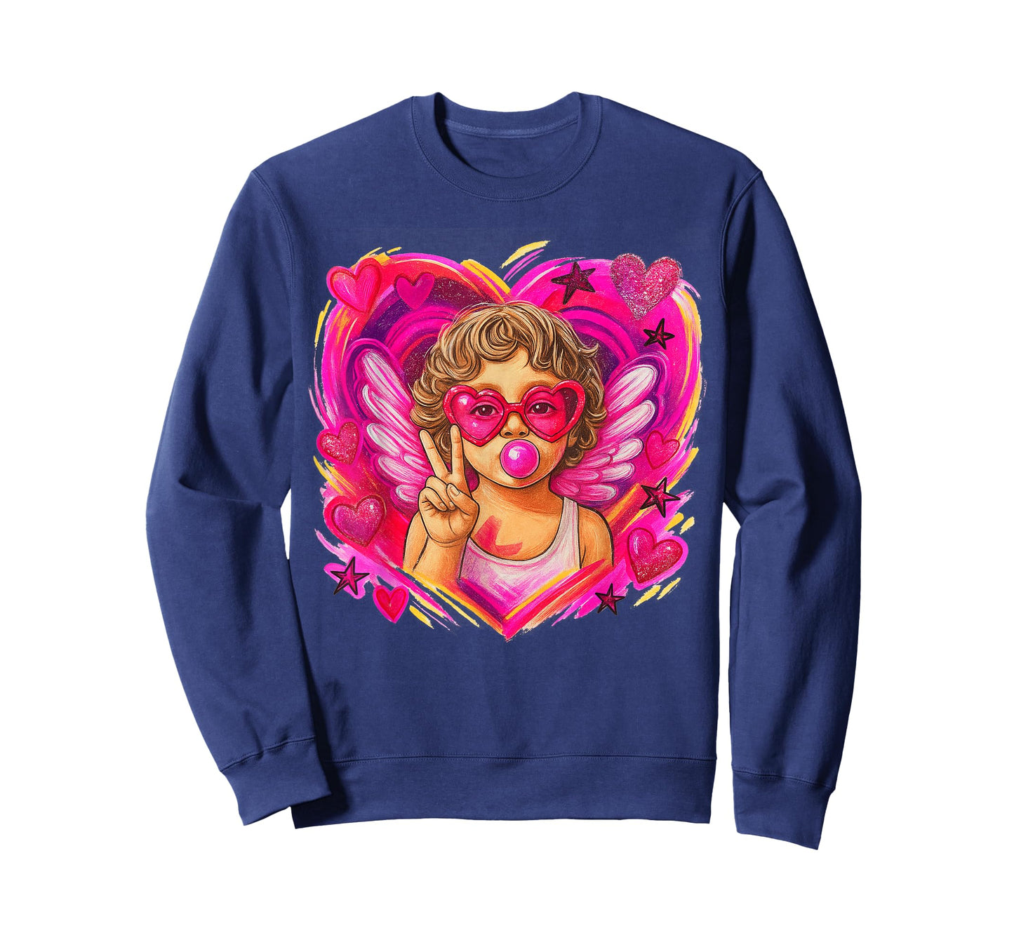 Cupid Heart Valentines Day XOXO Preppy Brushstroke T-Shirt