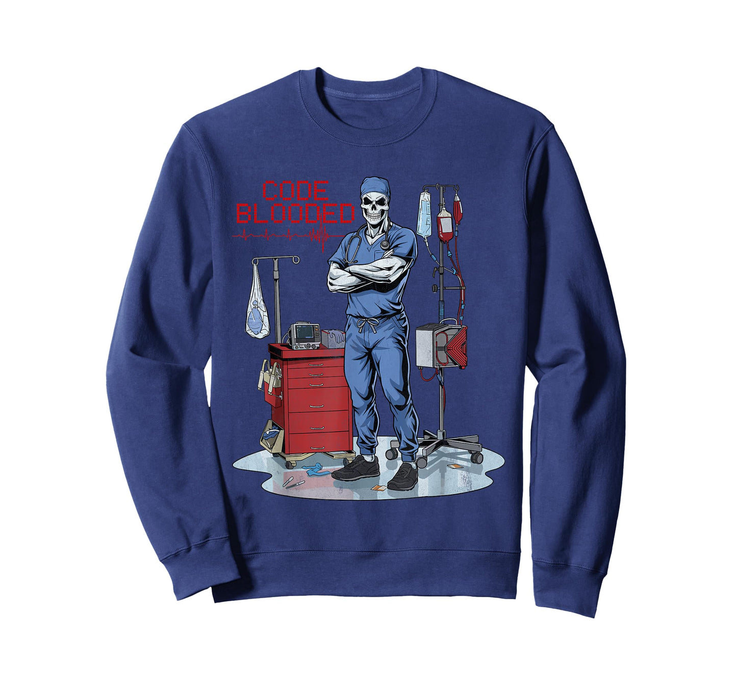 Code Blooded ER Nurse Emergency Room Department Skeleton Tee T-Shirt