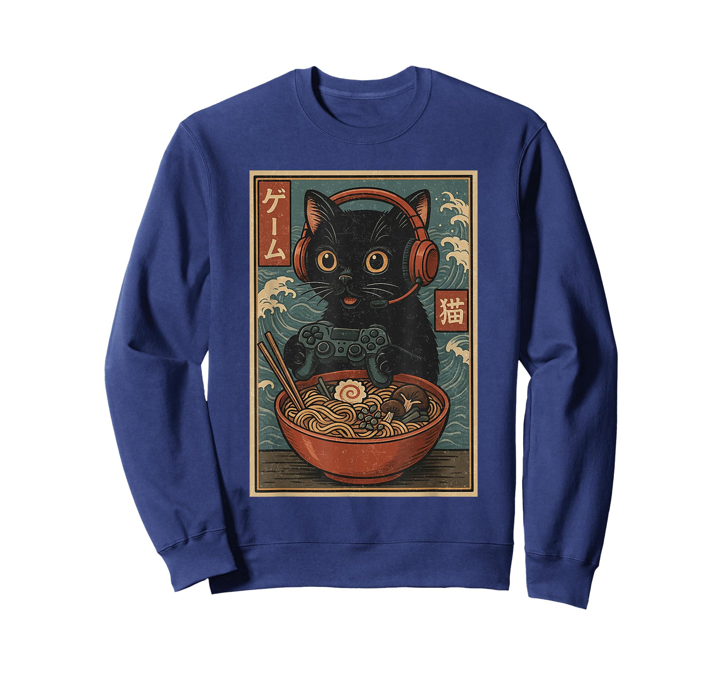 Cute Kawaii Gamer Cat Funny Ramen Retro Japanese Cat Gaming T-Shirt