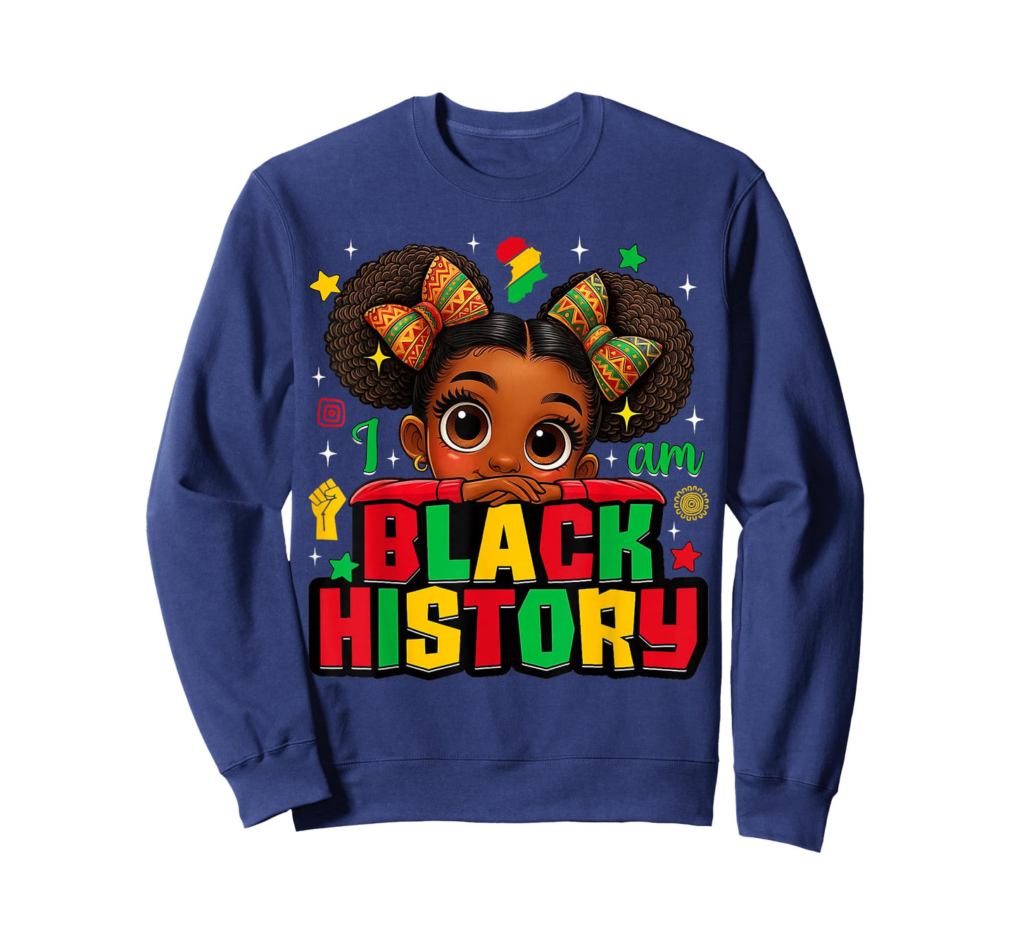 I Am Black History Afro Girl Little Melanin Princess Kids T-Shirt