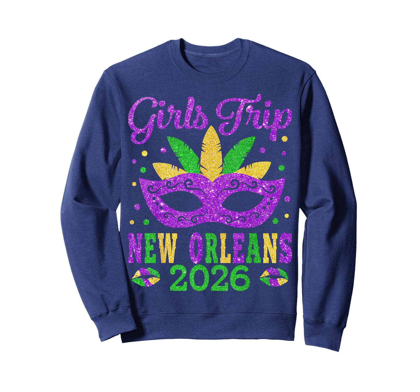 Retro Girls Trip New Orleans 2026 Mask Mardi Gras Festival T-Shirt