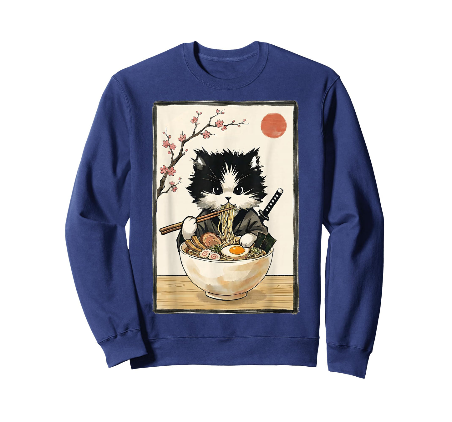 Samurai Cat Japanese Art Ramen Novelty Kawaii Funny Cat T-Shirt
