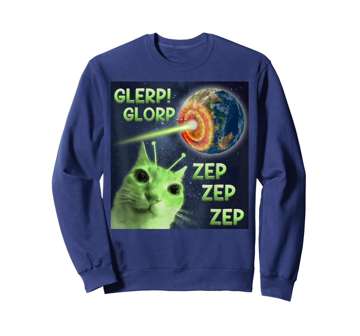 Glerp Glorp Zep Zep Zep Funny Alien Cat Meme T-Shirt