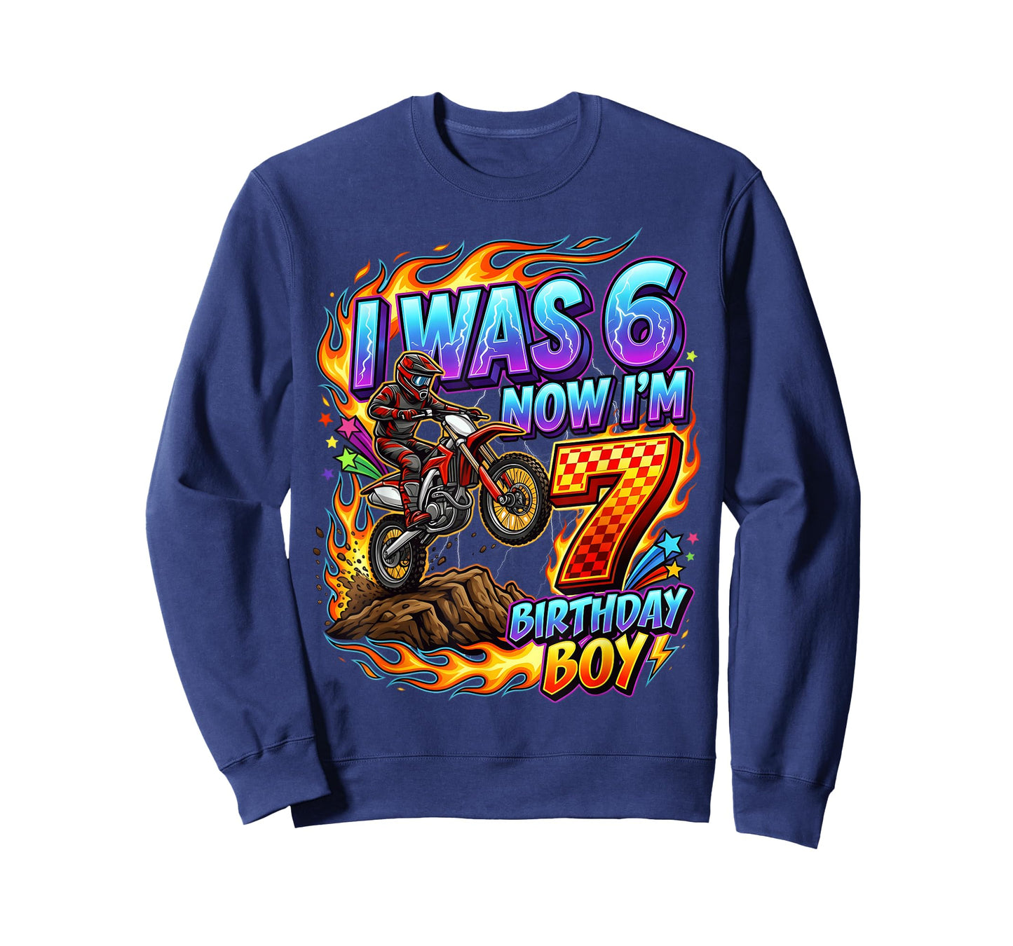 I was 6 Now I'm 7 Year Old Birthday boy Motocross 7th T-Shirt