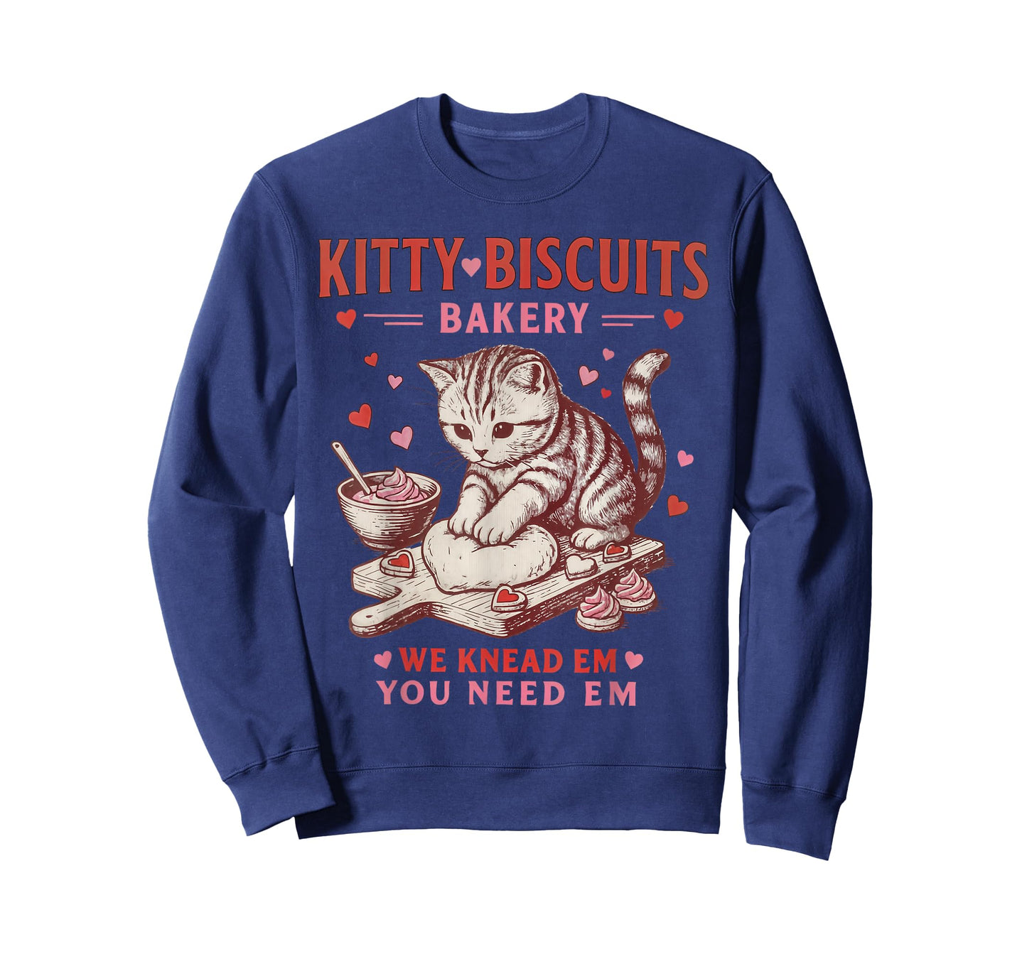 Kitty Biscuits Bakery, Valentines Cat, We Knead Em T-Shirt