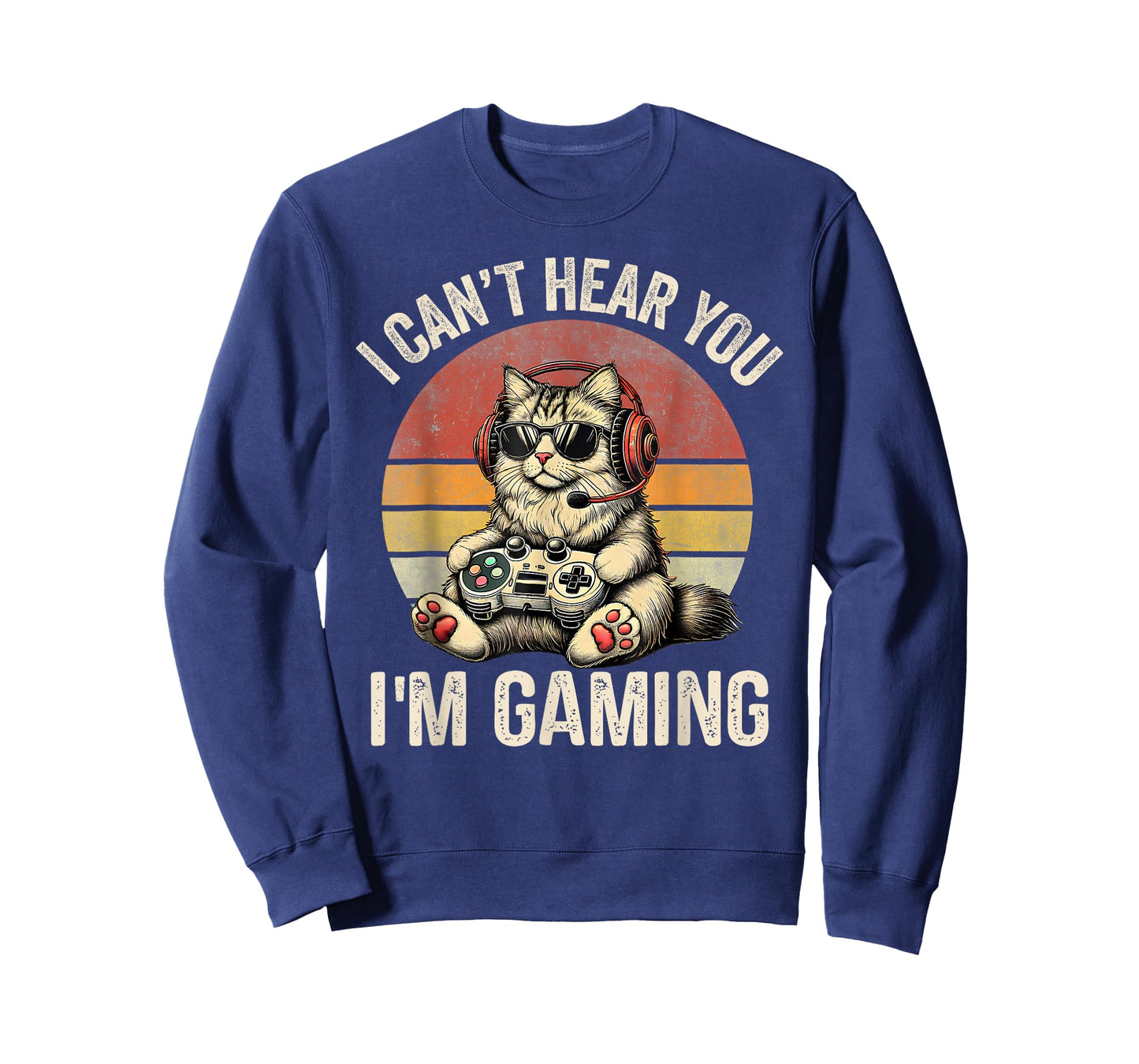 Vintage I Can't Hear You I'm Gaming Funny Cat Meme Matching T-Shirt
