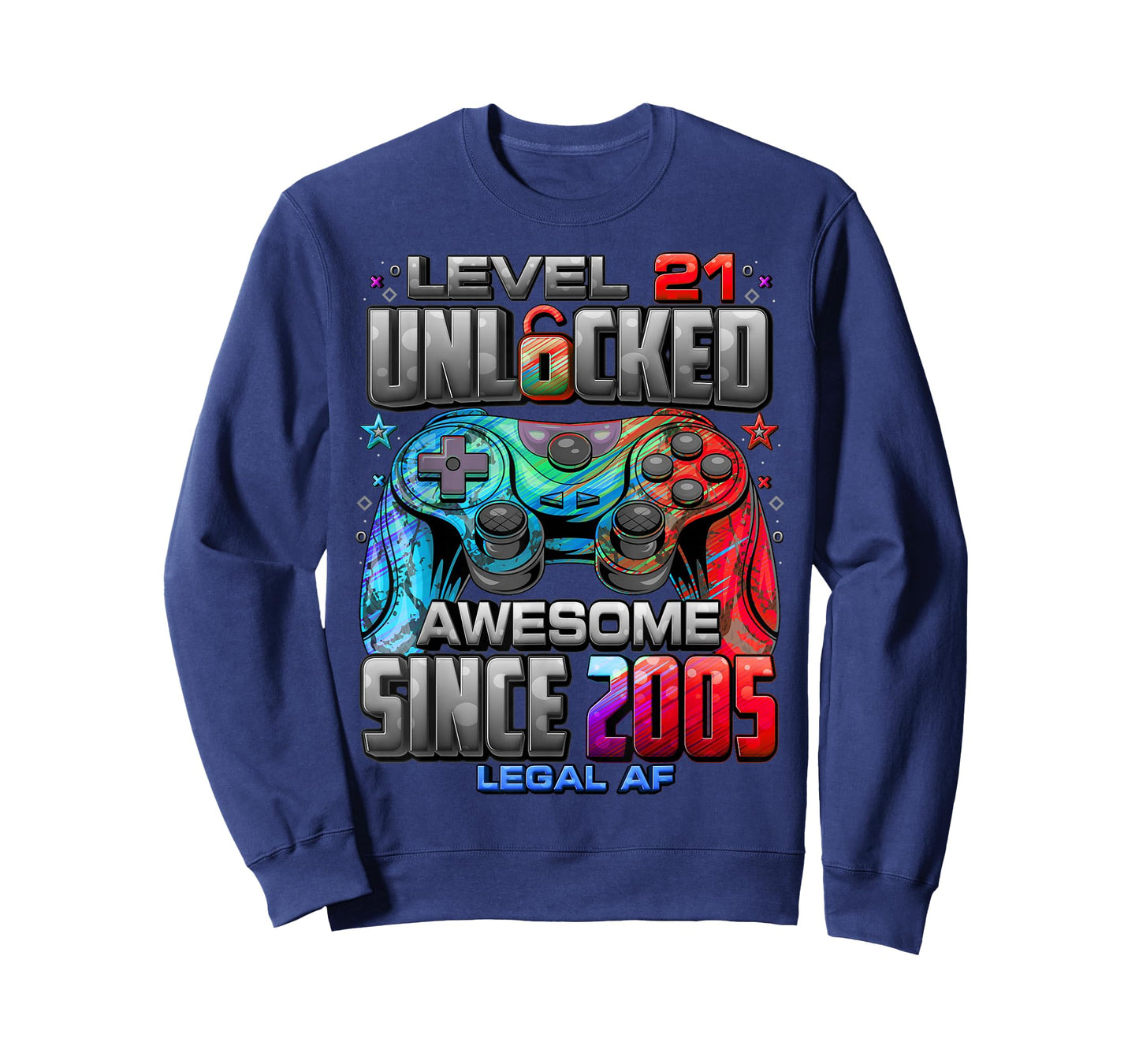 Level 21 Unlocked Awesome Since 2005 21st Birthday Gaming T-Shirt