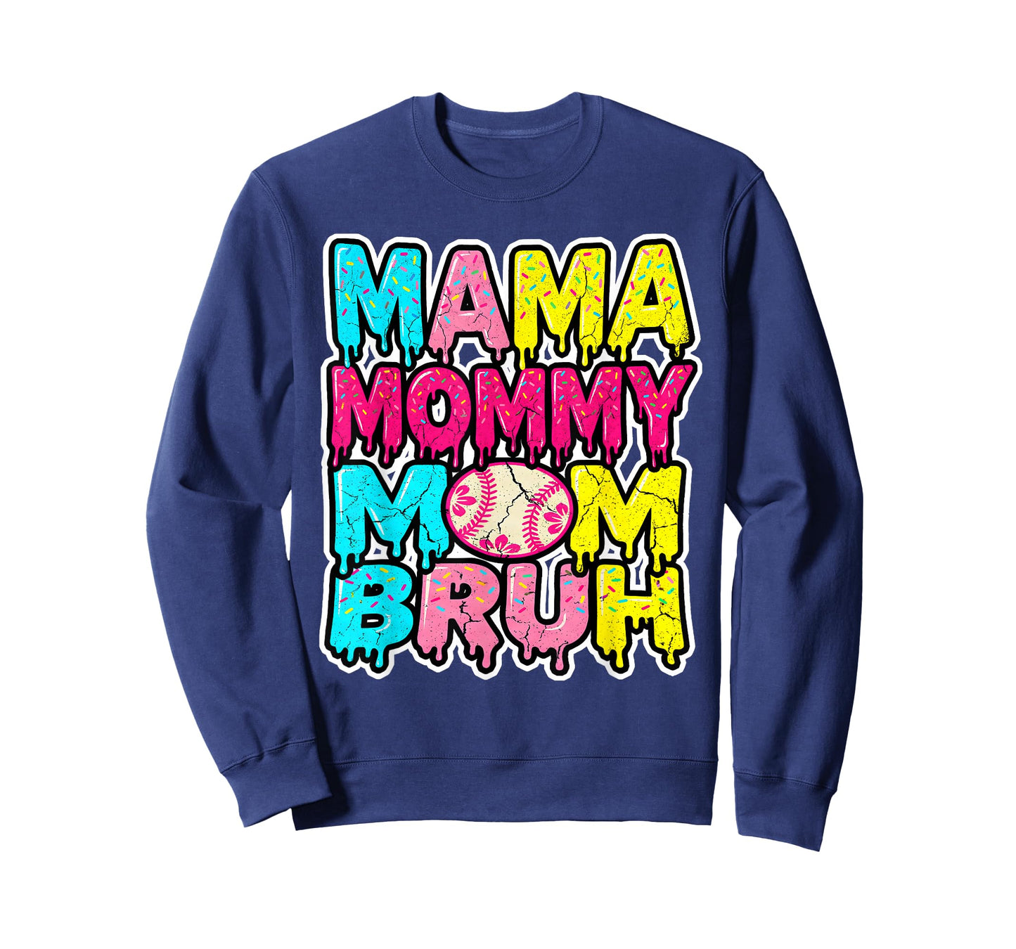 Retro Mama Mommy Mom Bruh Baseball Women Funny Girls T-Shirt
